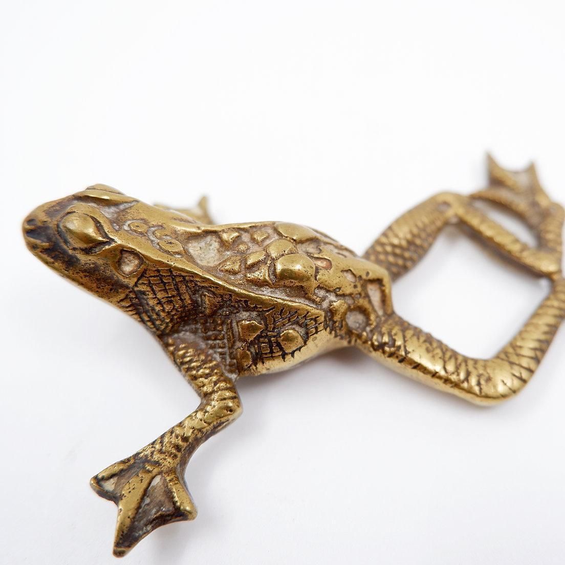 Vintage Brass Frog Sculpture, 1960s Animal Decor, 20th Century Art photo for sale