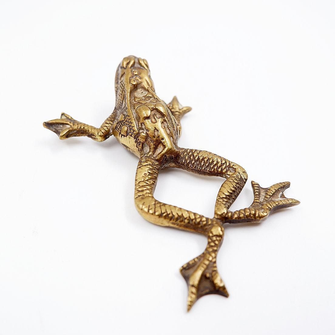 Vintage Brass Frog Sculpture, 1960s Animal Decor, 20th Century Art photo Art