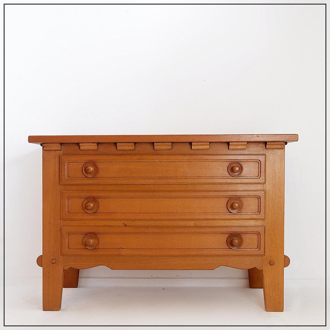 Furniture Three Drawer Chest Of Drawers In The Style Of Guillerme And Chambron   1960s photo