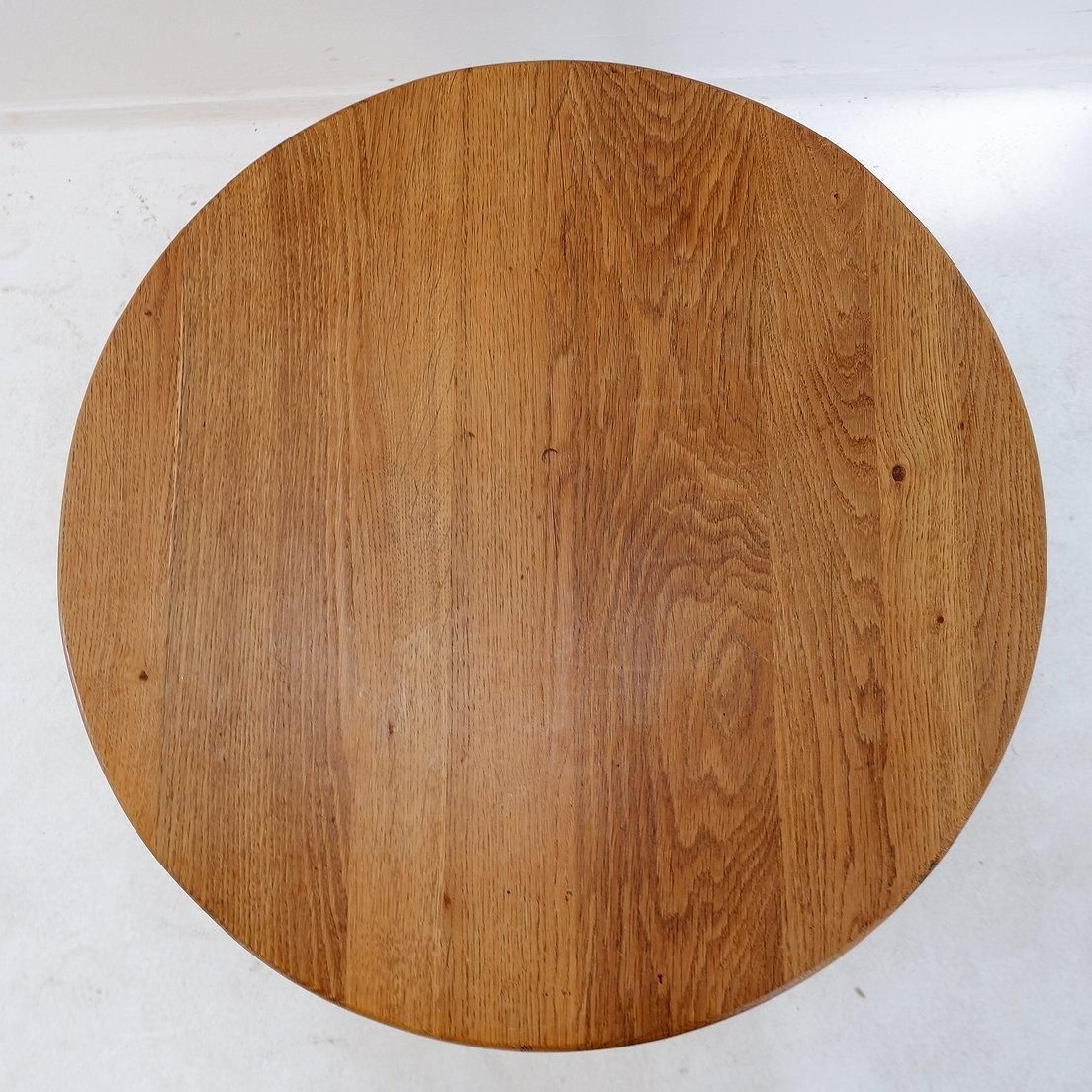 Round Coffee Table With Twisted Wrought Iron Base, France 1960s   ø 67cm photo vintage