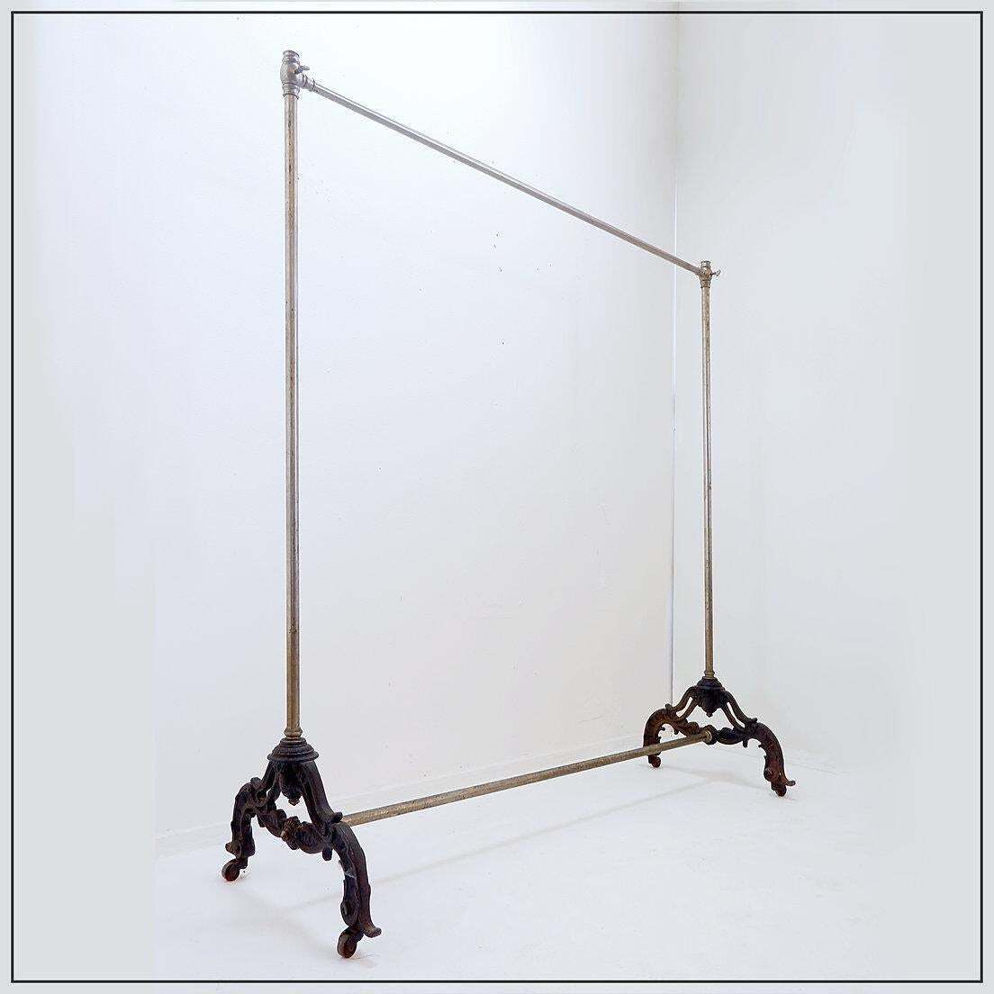 Antique English Clothes Rail, Brass & Steel, Late 19th Century, 164cm photo for sale