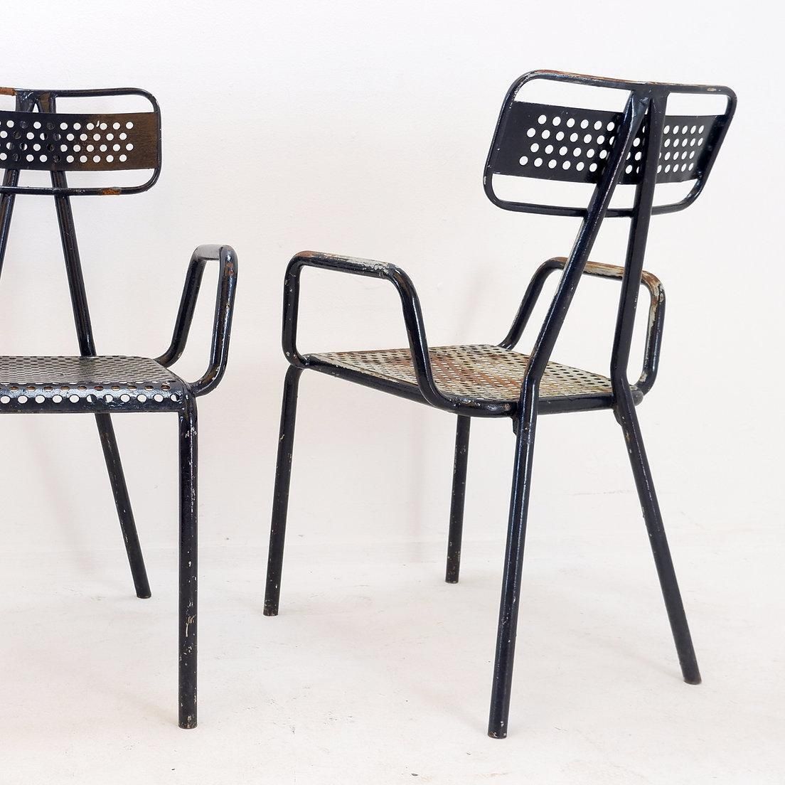 Garden Furniture Rene Malaval 'Radar' Metal Mid Century French Garden Chairs Set Of 2 photo