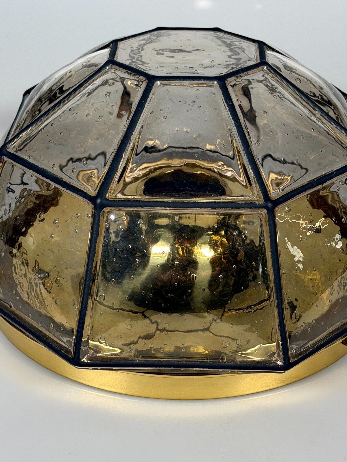 60s 70s Ceiling Lamp Glashütte Limburg Germany Plafoniere Glass & Metal photo 346.0