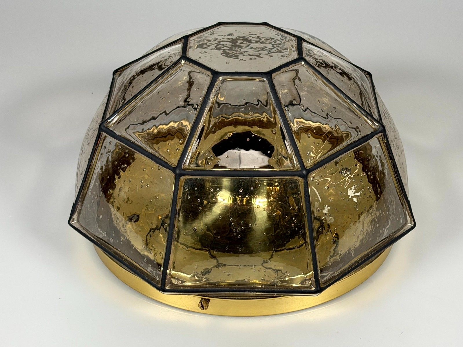 photo for sale 60s 70s Ceiling Lamp Glashütte Limburg Germany Plafoniere Glass & Metal