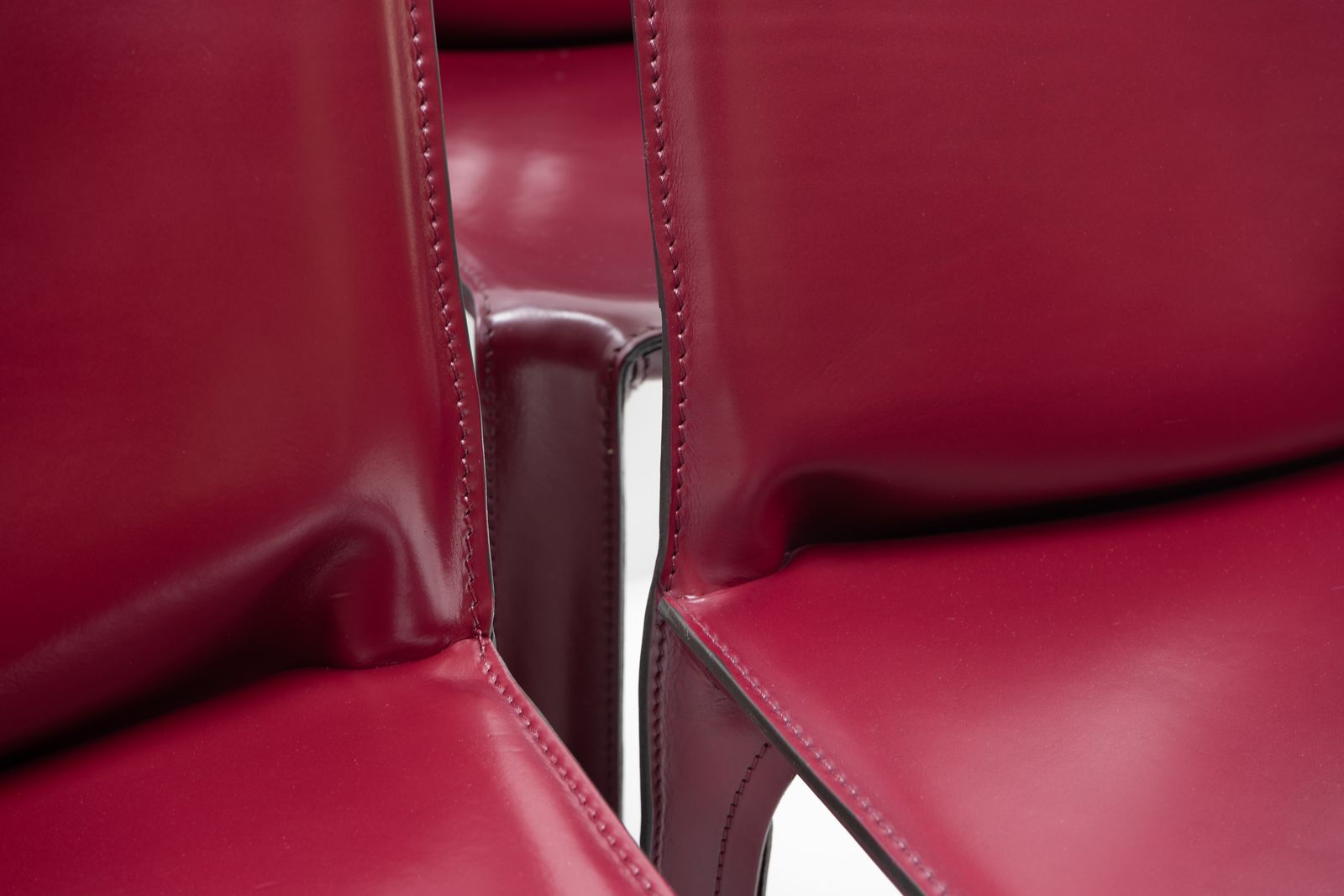 photo furniture Mario Bellini Cab 412 Sidechairs For Cassina, Bordeaux Red, Set Of 8