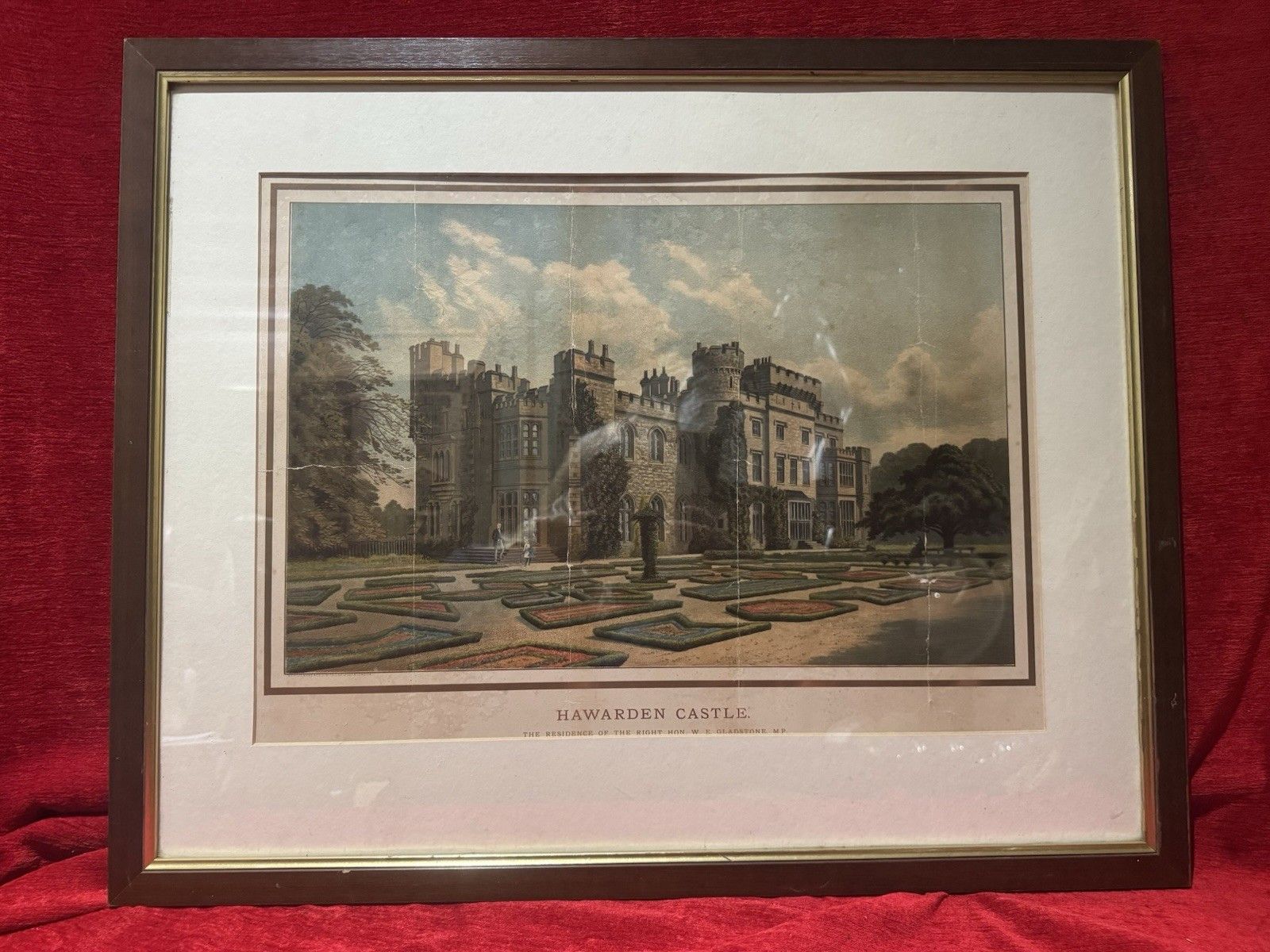 Harwarden Castle Print Victorian By Marcus Ward & Co Antique Print photo for sale