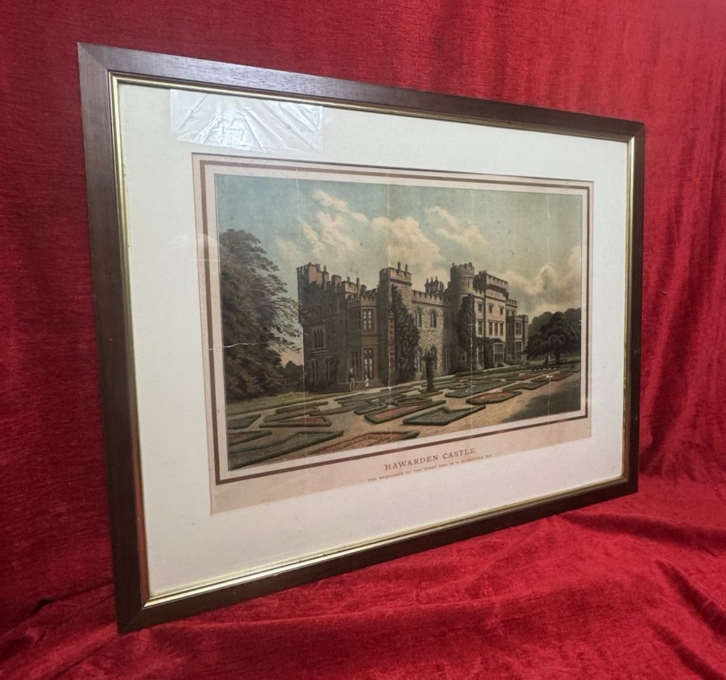 Harwarden Castle Print Victorian By Marcus Ward & Co Antique Print photo vinterior