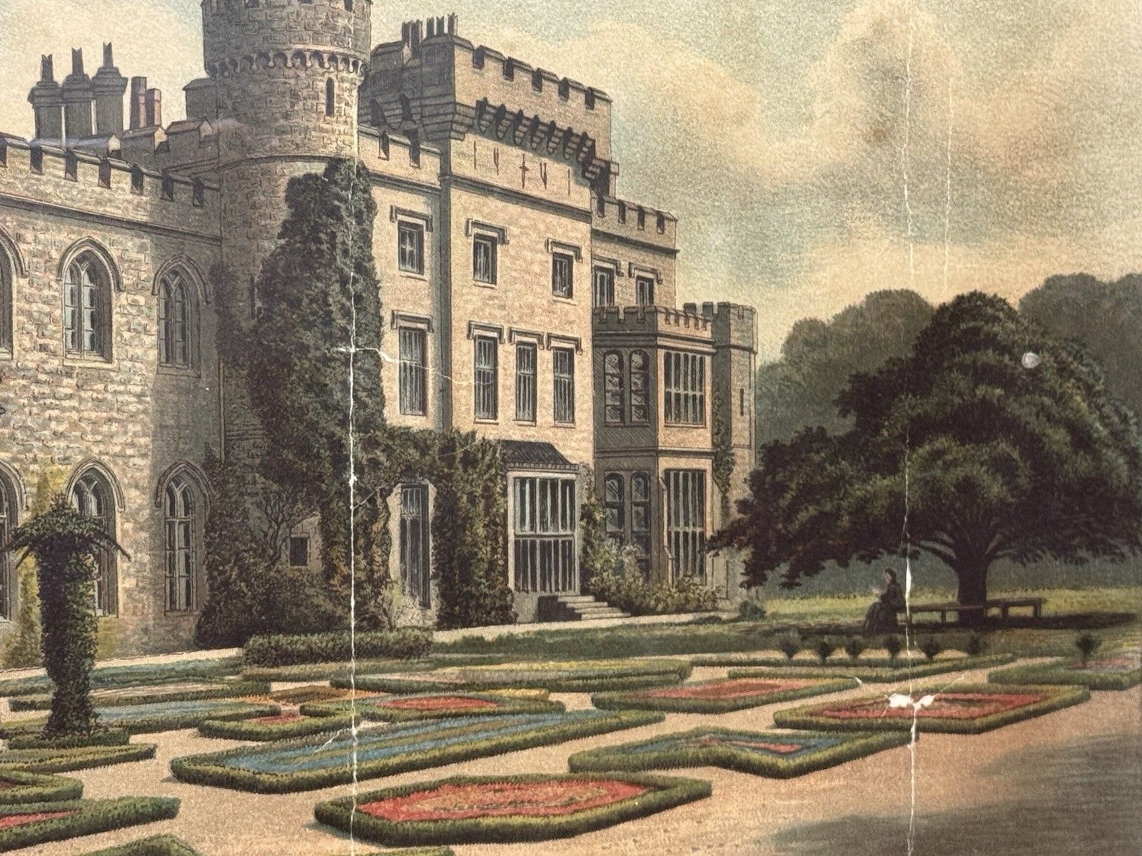 photo furniture Harwarden Castle Print Victorian By Marcus Ward & Co Antique Print