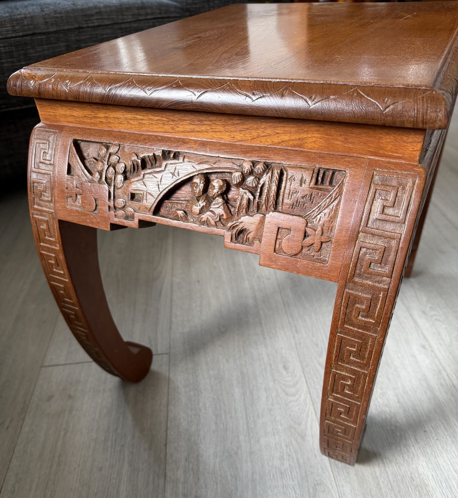 Pair Of Mid Century Hand Carved Chinoiserie Side Tables   Chow Style photo Furniture
