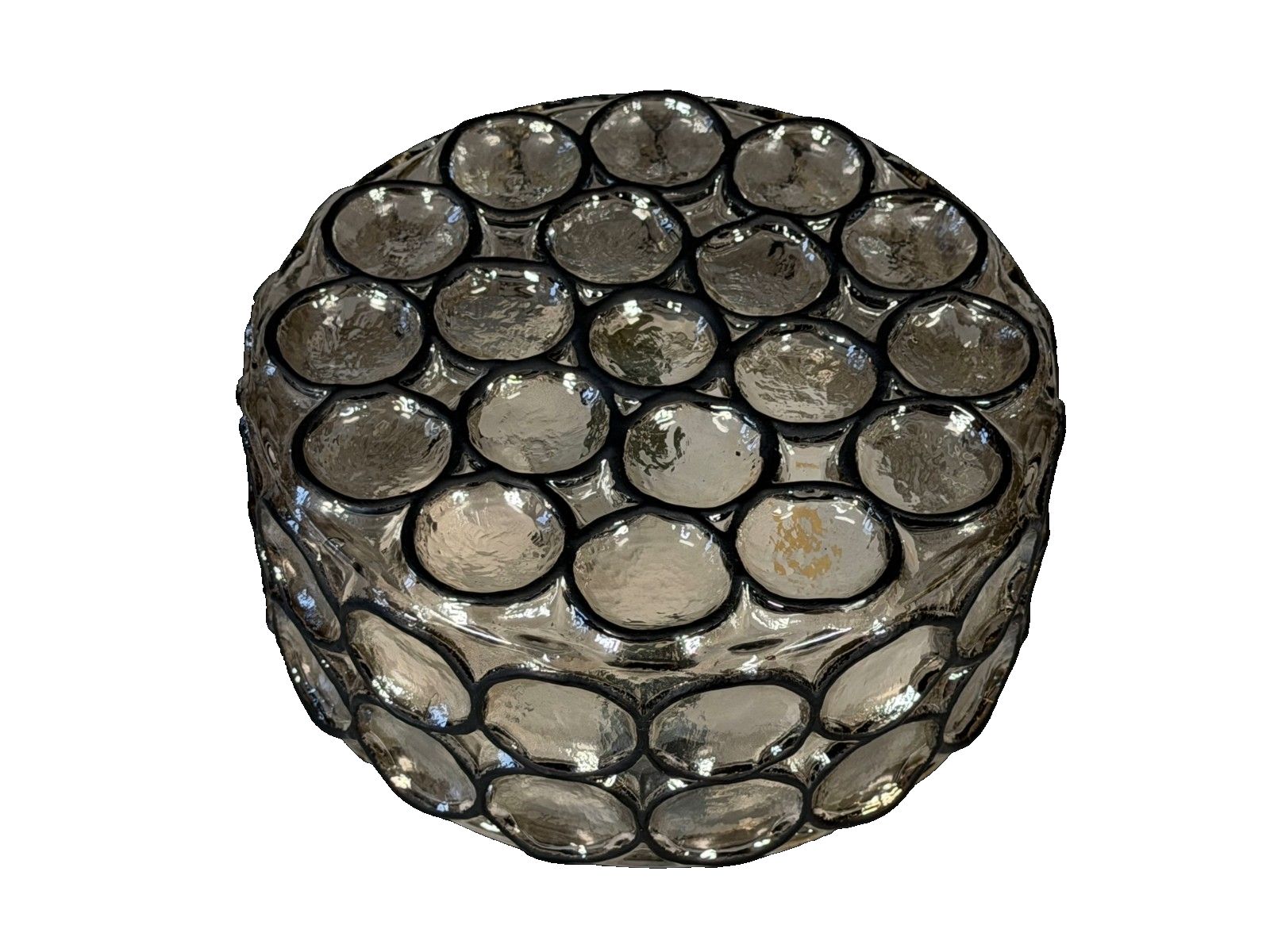 60s 70s Ceiling Lamp Plafoniere Glashütte Limburg Germany Glass & Metal