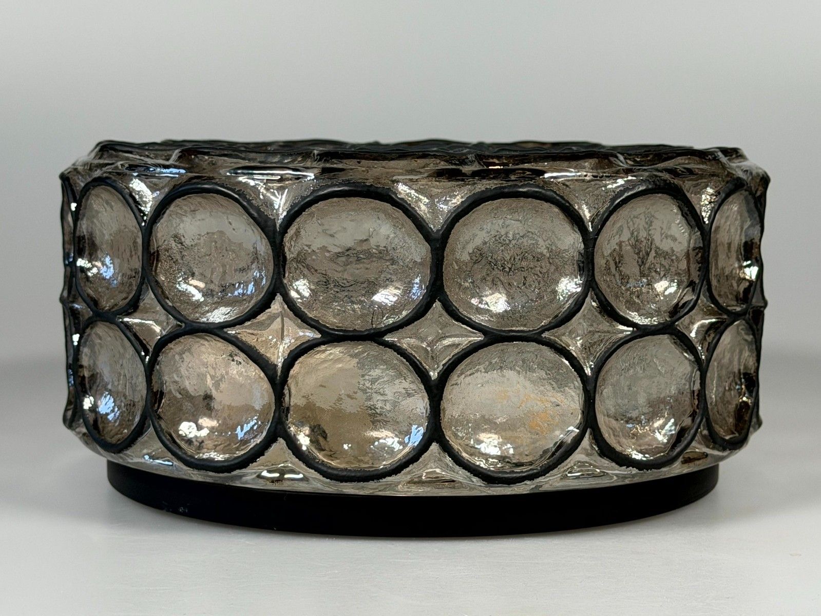 60s 70s Ceiling Lamp Plafoniere Glashütte Limburg Germany Glass & Metal photo Lighting