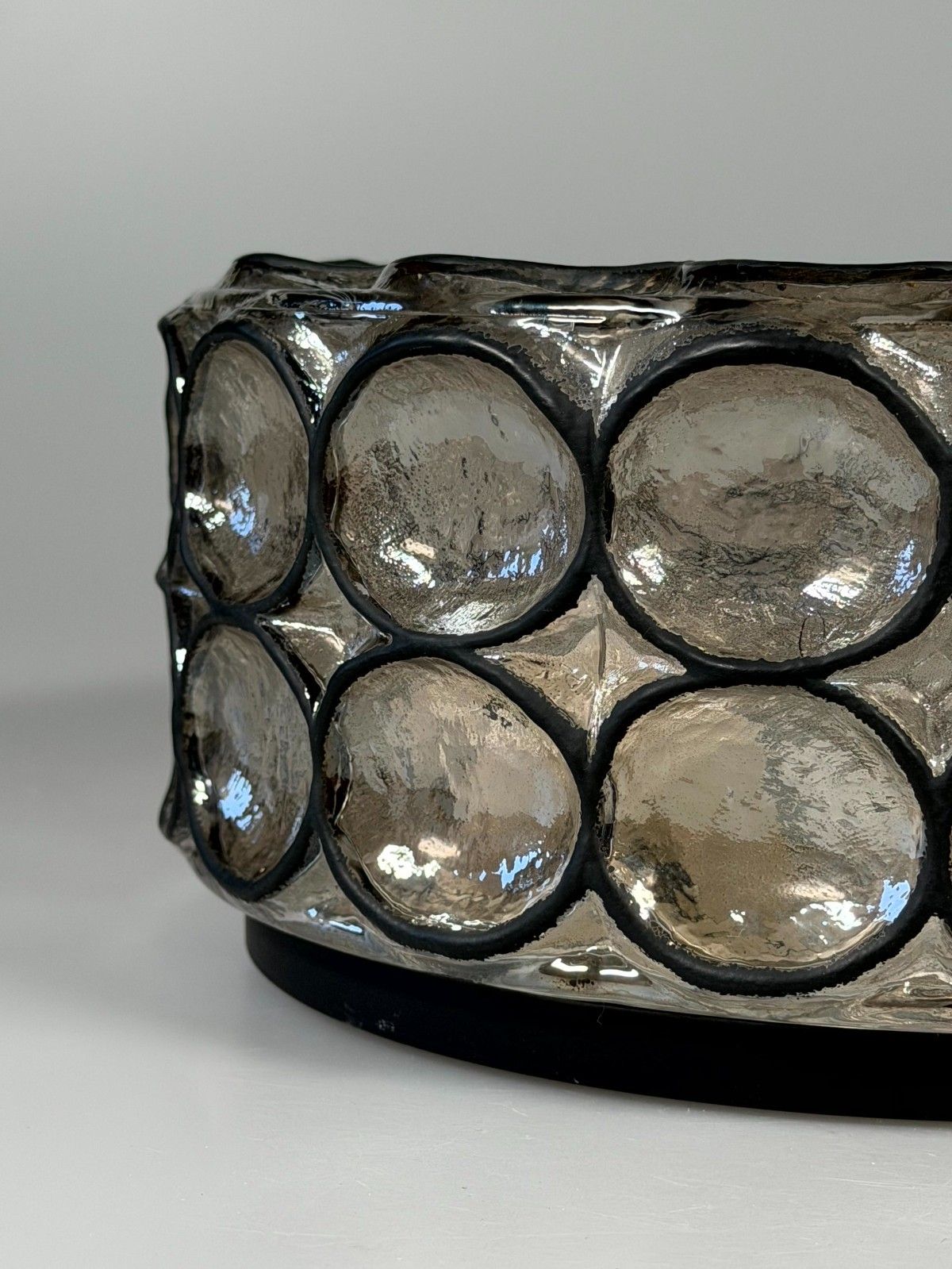 60s 70s Ceiling Lamp Plafoniere Glashütte Limburg Germany Glass & Metal photo 346.0