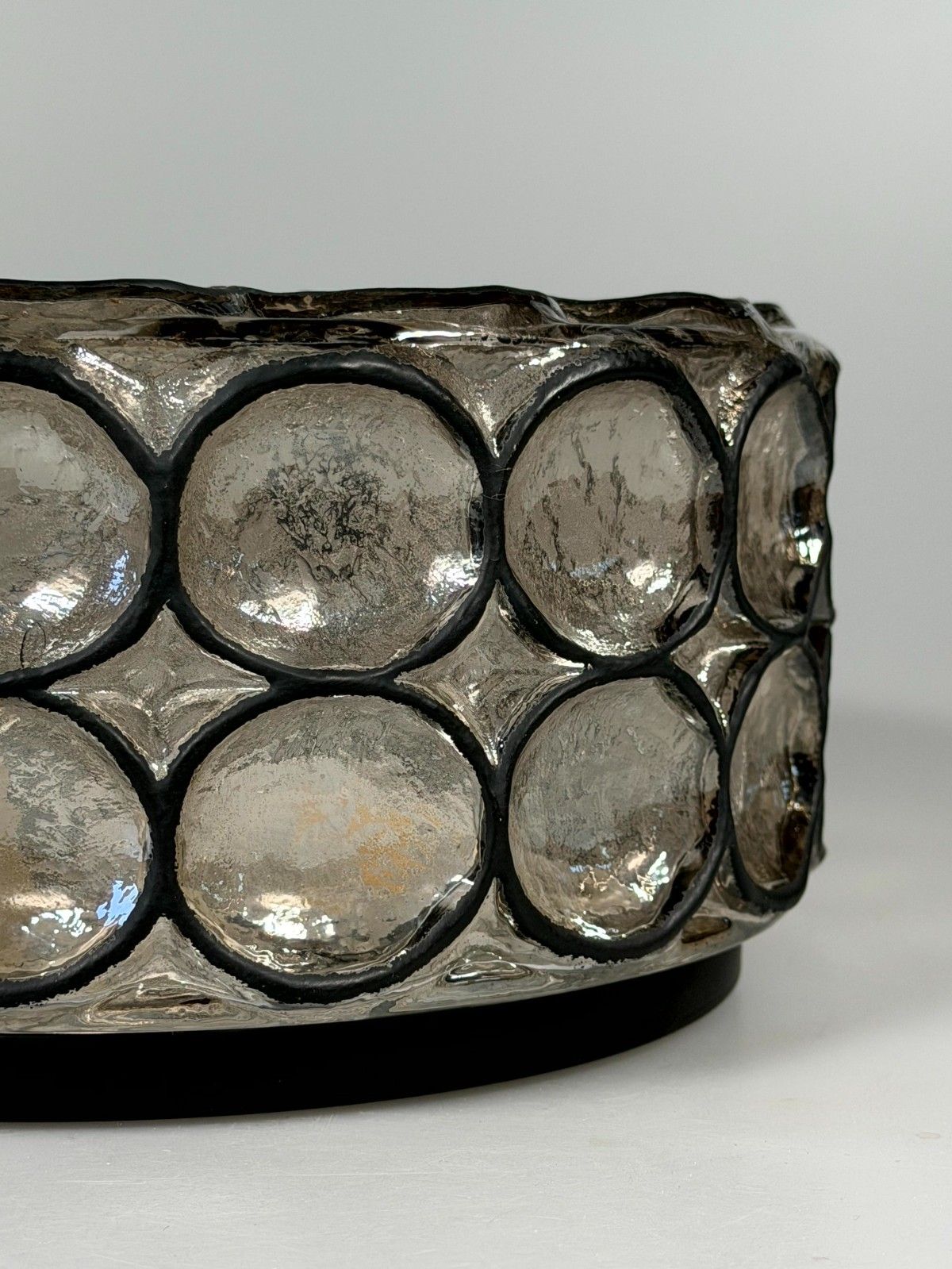60s 70s Ceiling Lamp Plafoniere Glashütte Limburg Germany Glass & Metal photo vinterior