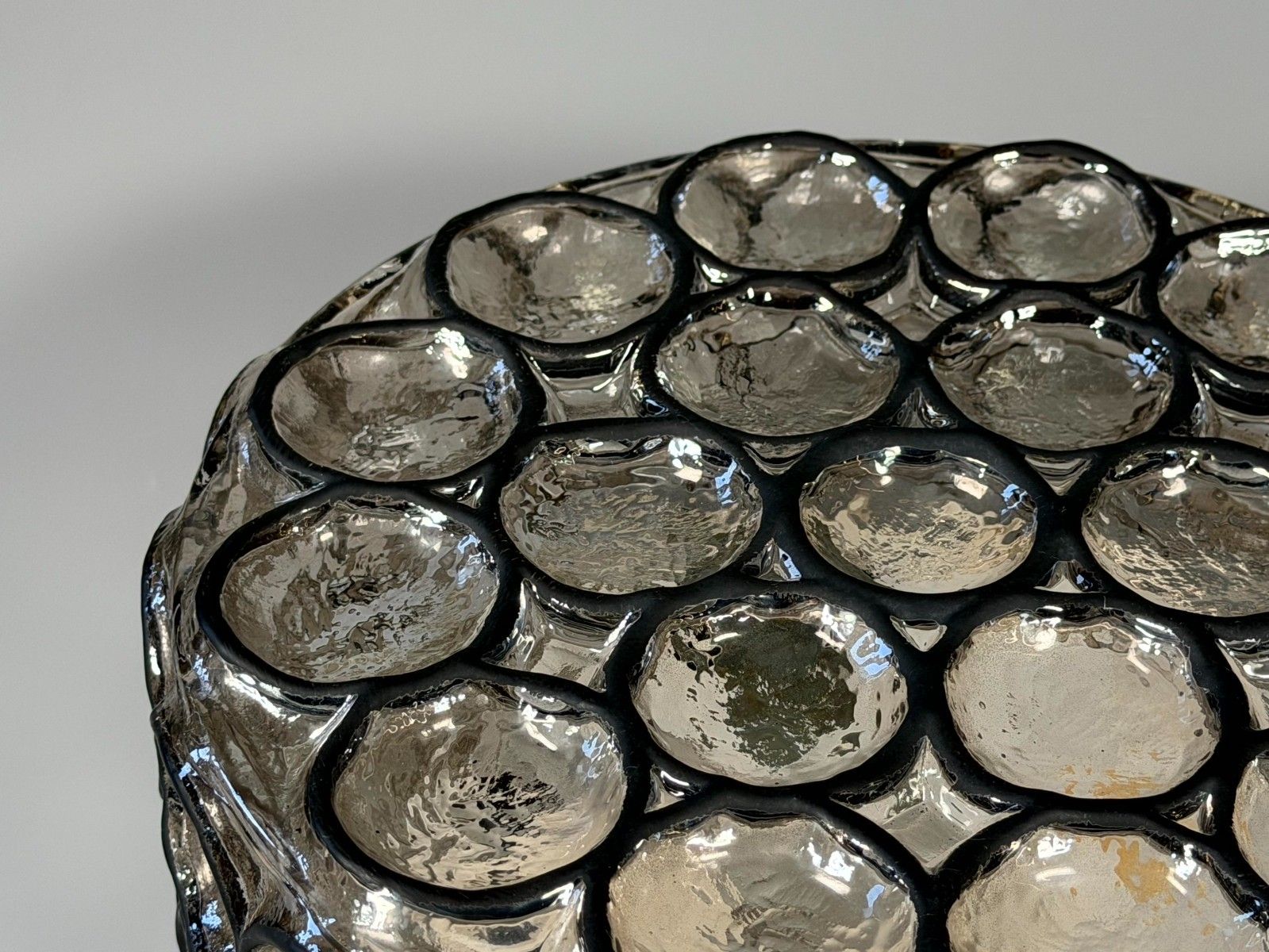 60s 70s Ceiling Lamp Plafoniere Glashütte Limburg Germany Glass & Metal photo vintage