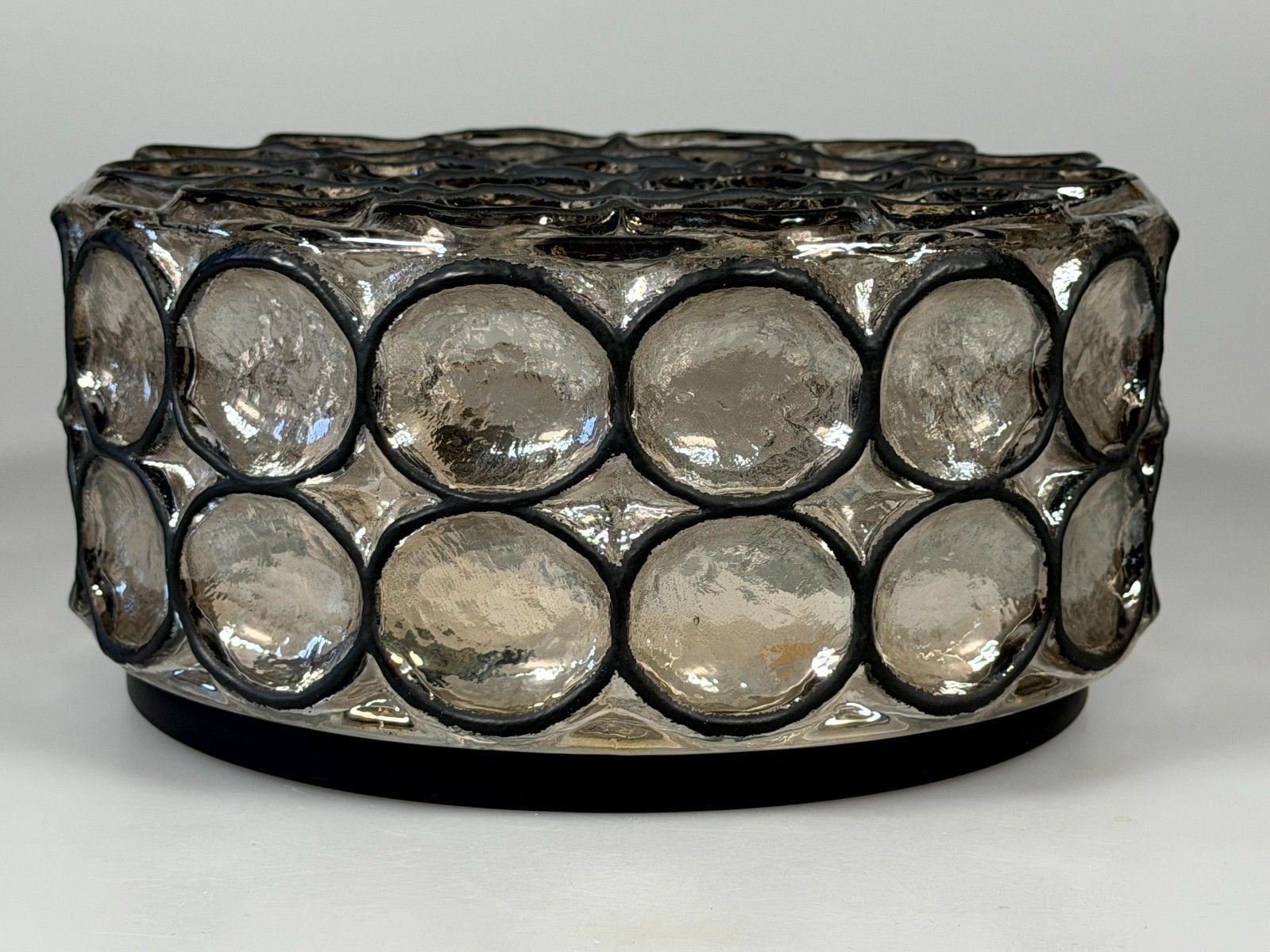Lighting 60s 70s Ceiling Lamp Plafoniere Glashütte Limburg Germany Glass & Metal photo