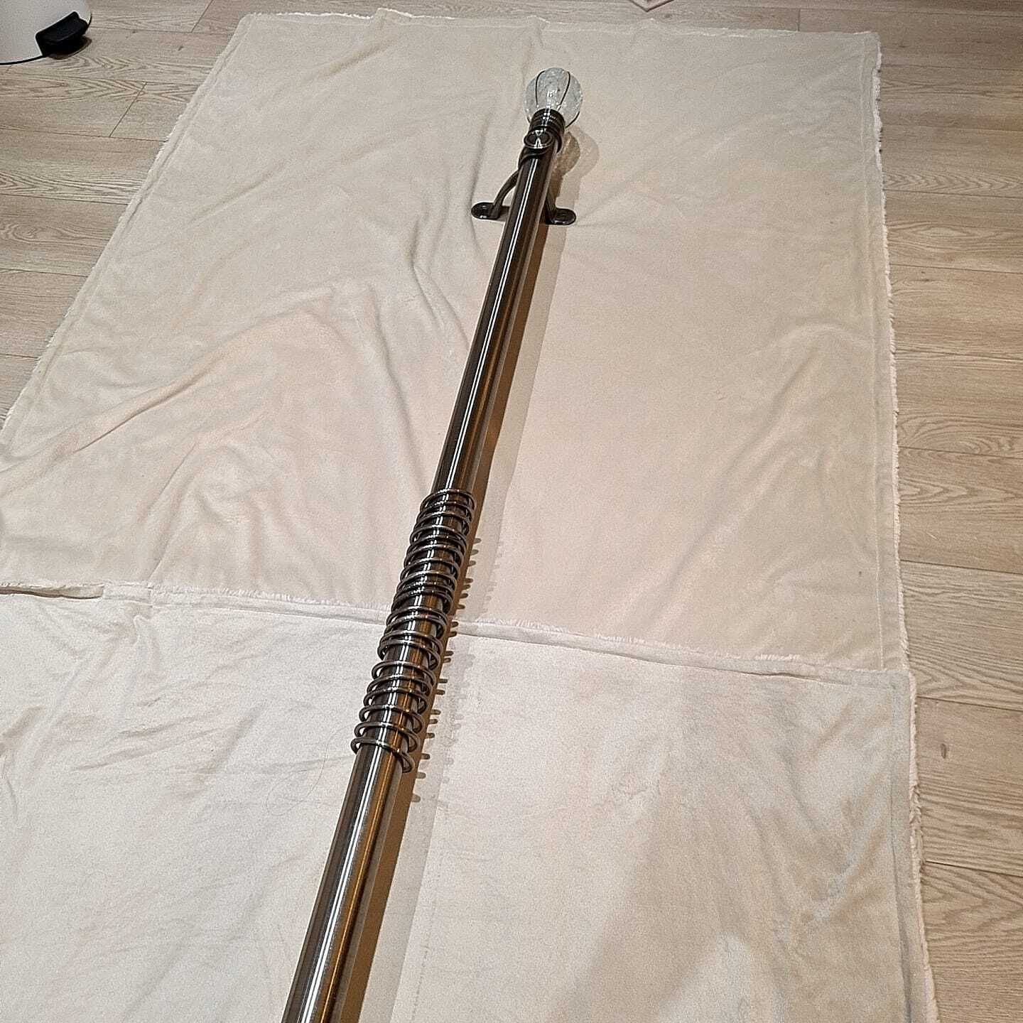 Stunning 50mm Heritage Quality Curtain Poles – Hand Blown Crackle Glass Finials With Original Matching Rings & Brackets