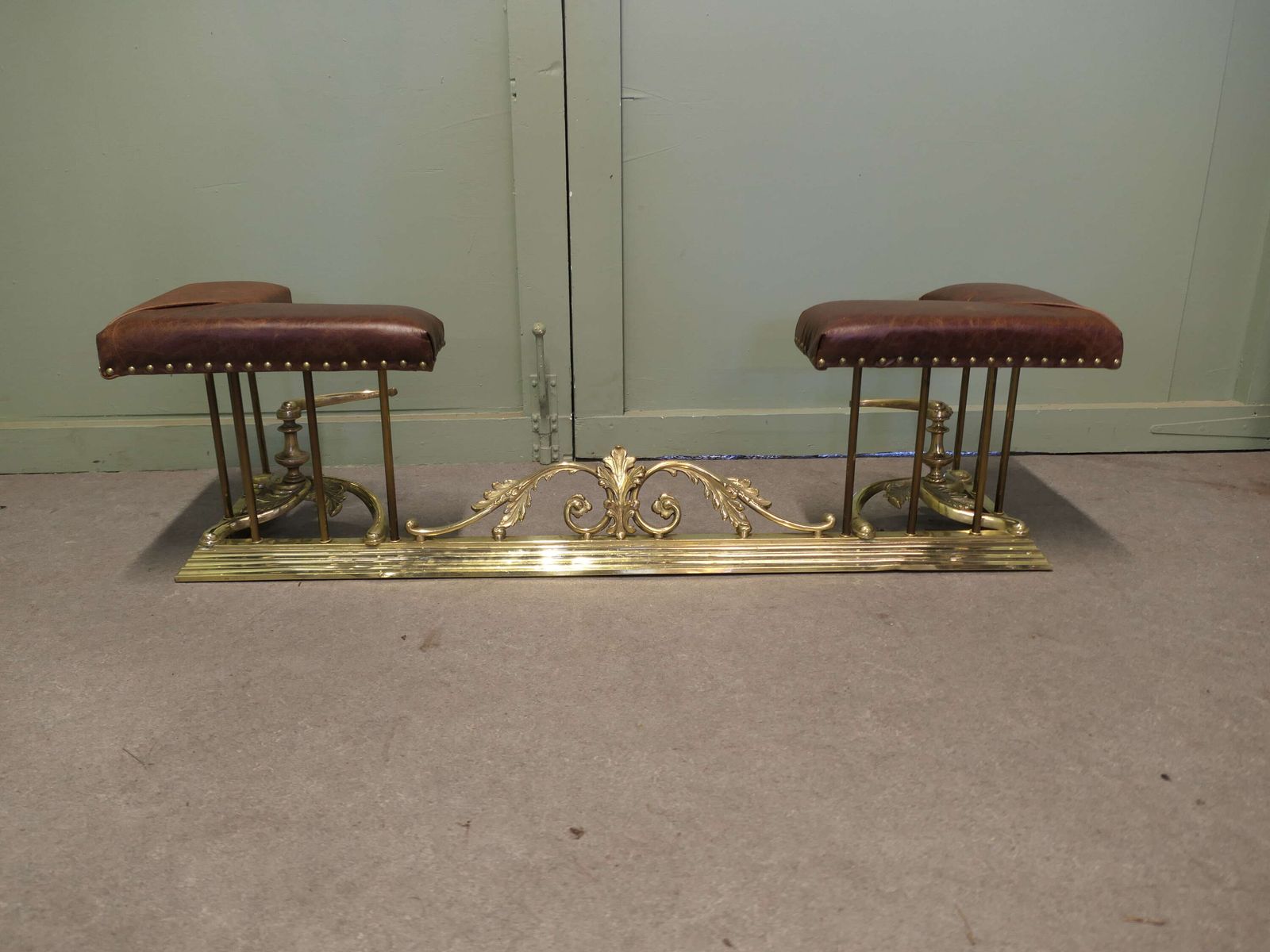 Art Nouveau Brass Club Fender, Fireside Bench The Fender Is Made In Brass photo furniture