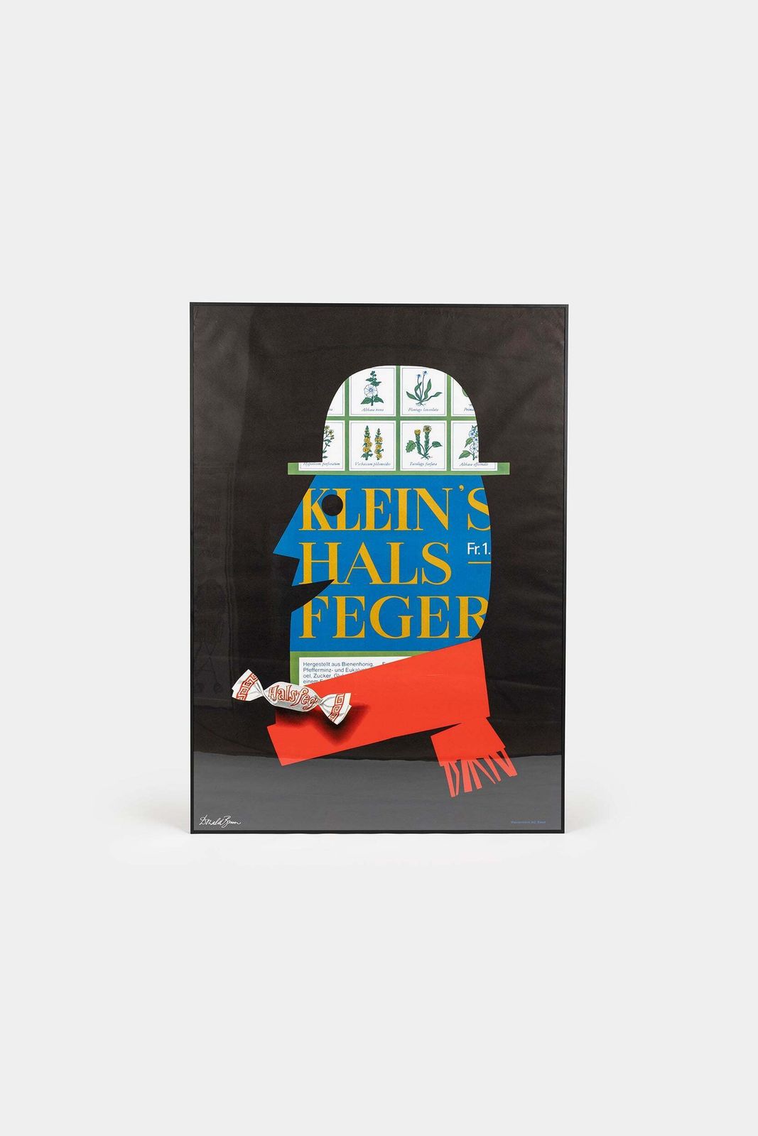 Donald Brun, Wasserman Ag Basel, Klein’s Halsfeger Poster Signed, Switzerland, 70s photo Art