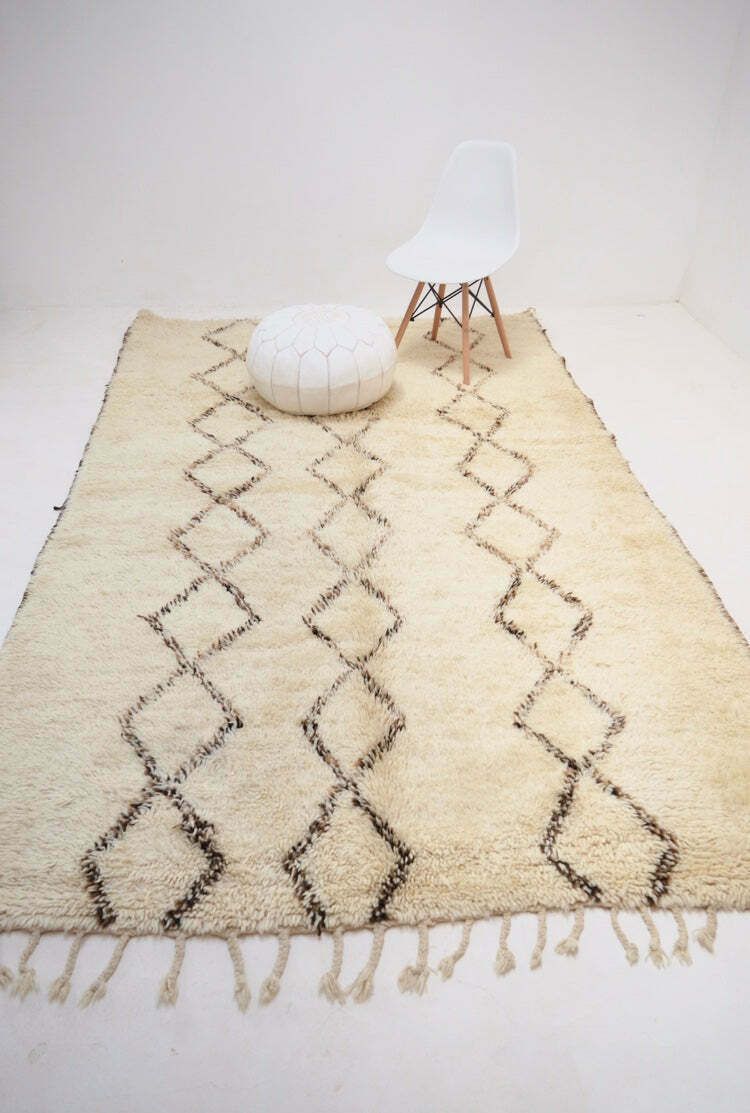 Sale Ending Soon Vintage Beni Ourain Rug 6'3”X 10'9" Plush Wool Lozenge Berber Carpet Bq1881 Eames Le Corbusier photo buy