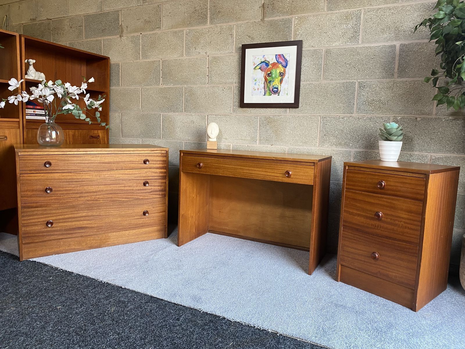 photo for sale Mid Century Teak Bedroom Set With Chest Of Drawers Etc 1960s