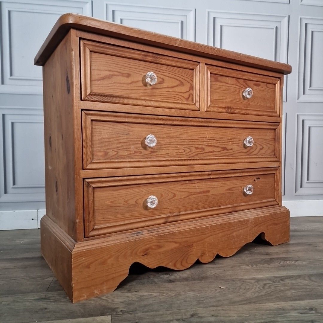 Antique Style Pine Rustic Solid Chest Of Drawers Country Farmhouse Victorian