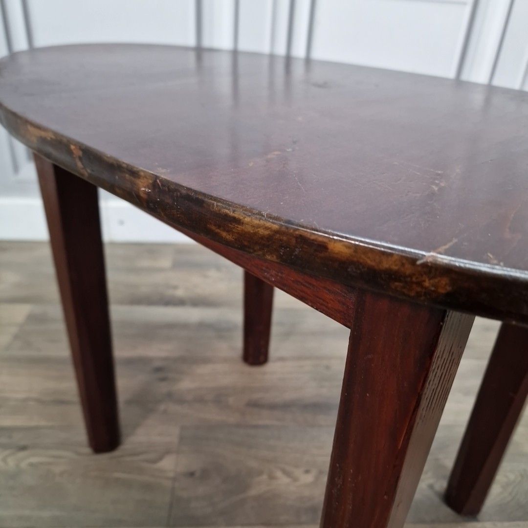 Furniture Antique Hall Side Table Oval Top Wooden  Solid Wood Occasional For Restoration photo