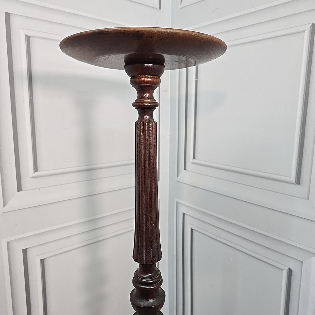 Antique Plant Stand Table Tall Wooden Turned & Carved Torchere Solid Mahogany photo buy