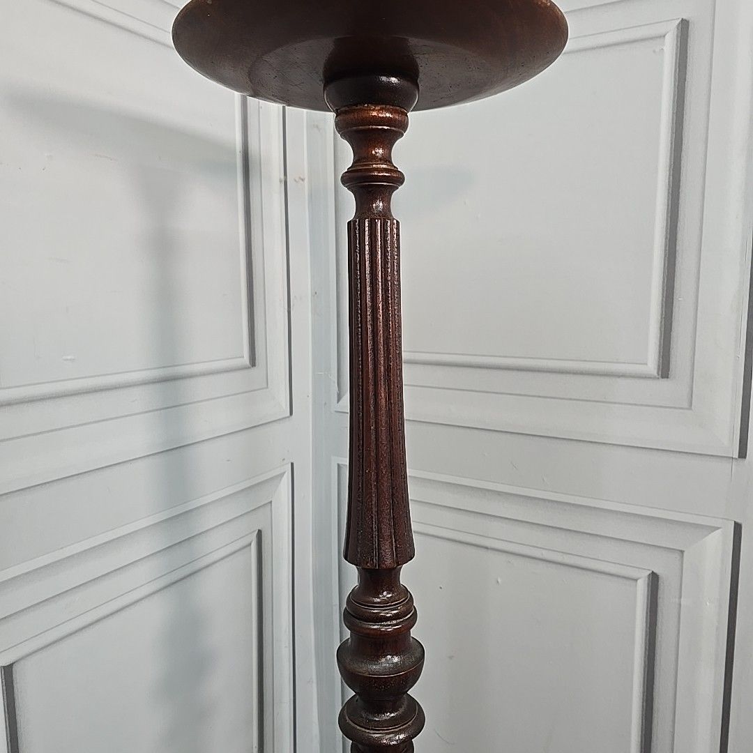 photo buy Antique Plant Stand Table Tall Wooden Turned & Carved Torchere Solid Mahogany