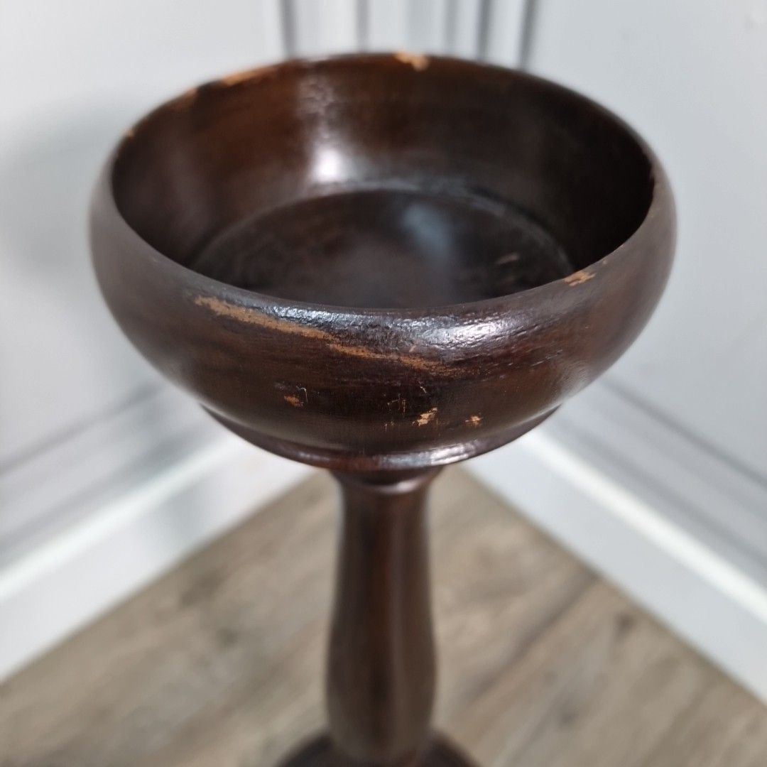 Vintage Ashtray Plant Stand Mid Century Carved Hardwood – Oriental Figural Scene photo buy