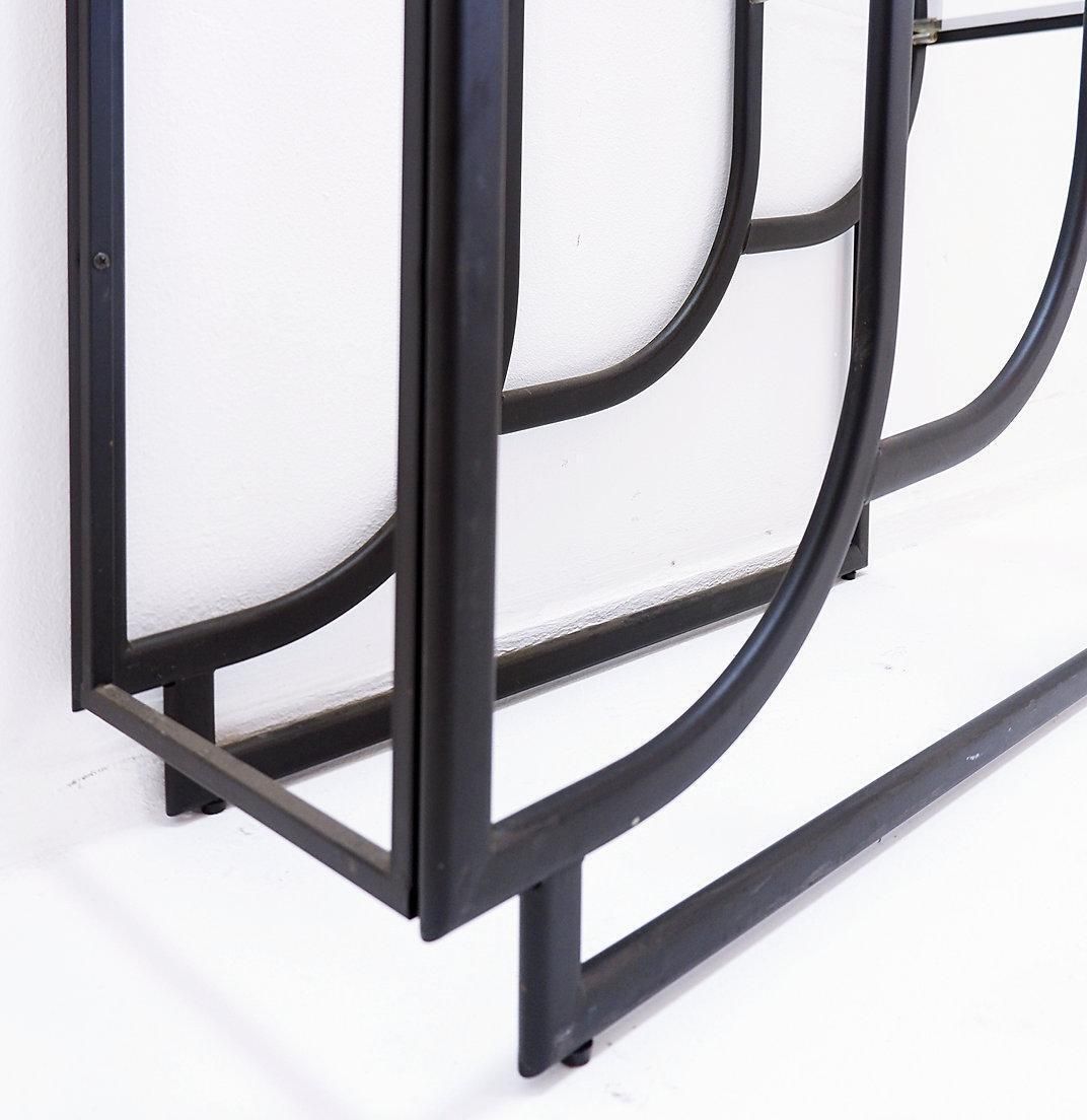 photo buy Modern Black Bookcase By Clautra, Metal & Glass, 183cm Tall