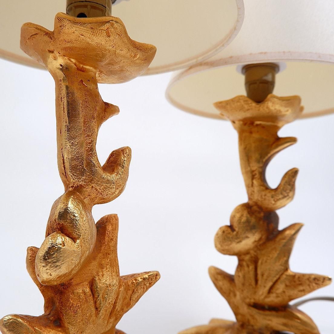 Set Of 2 Sculptural Table Lamps With Plant Motif   G.Mathias, France, 1980s photo Lighting