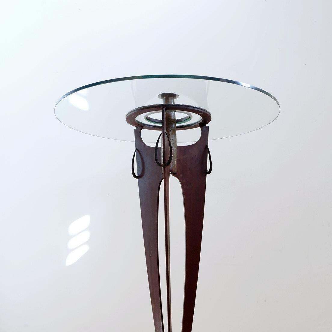 Vincent Wegnez Sculptural Bronze And Glass Console Table   Signed / Belgium 20th photo vinterior