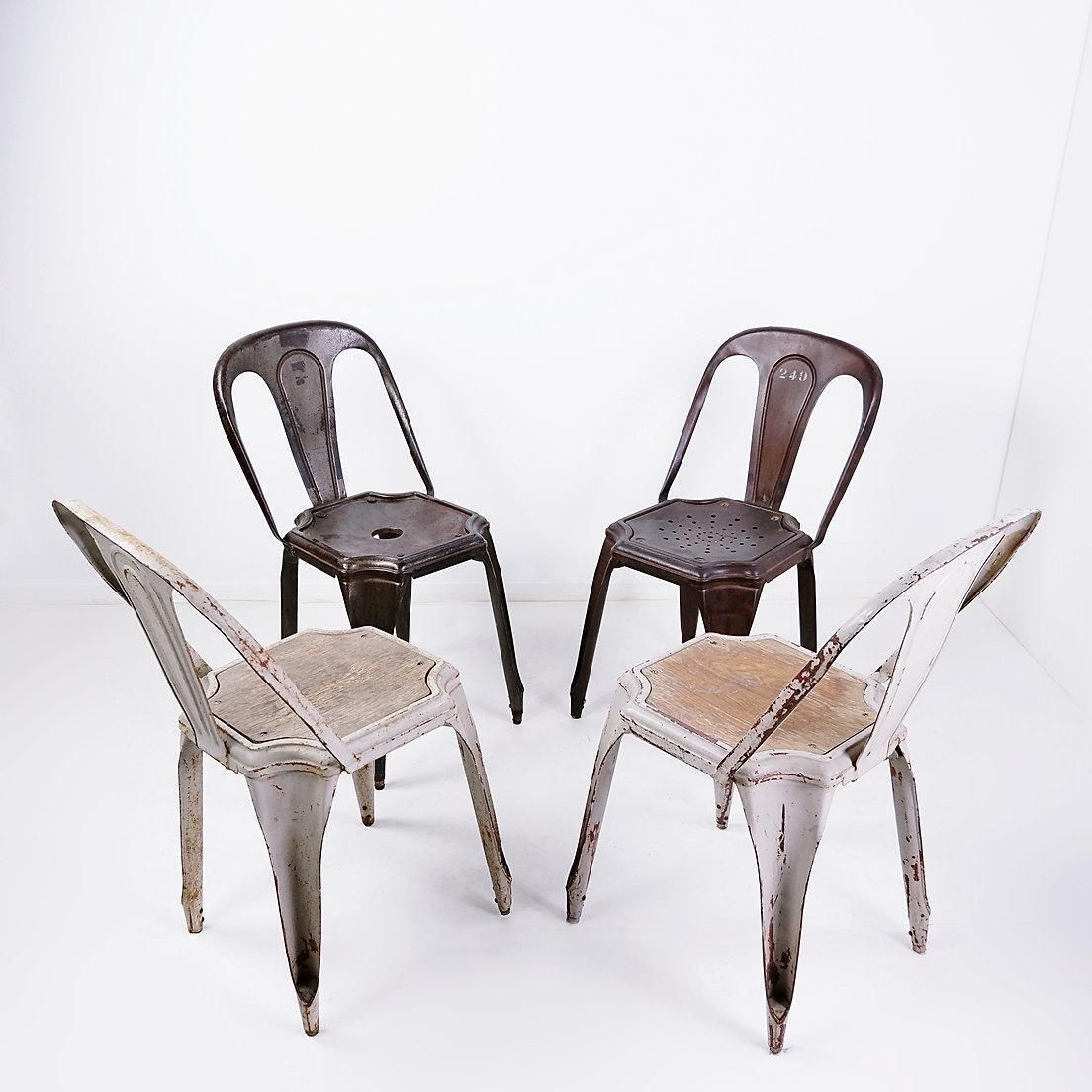 photo vinterior Stackable Industrial Bistro Chairs By Fibrocit Of Belgium    Set Of 4    1950s