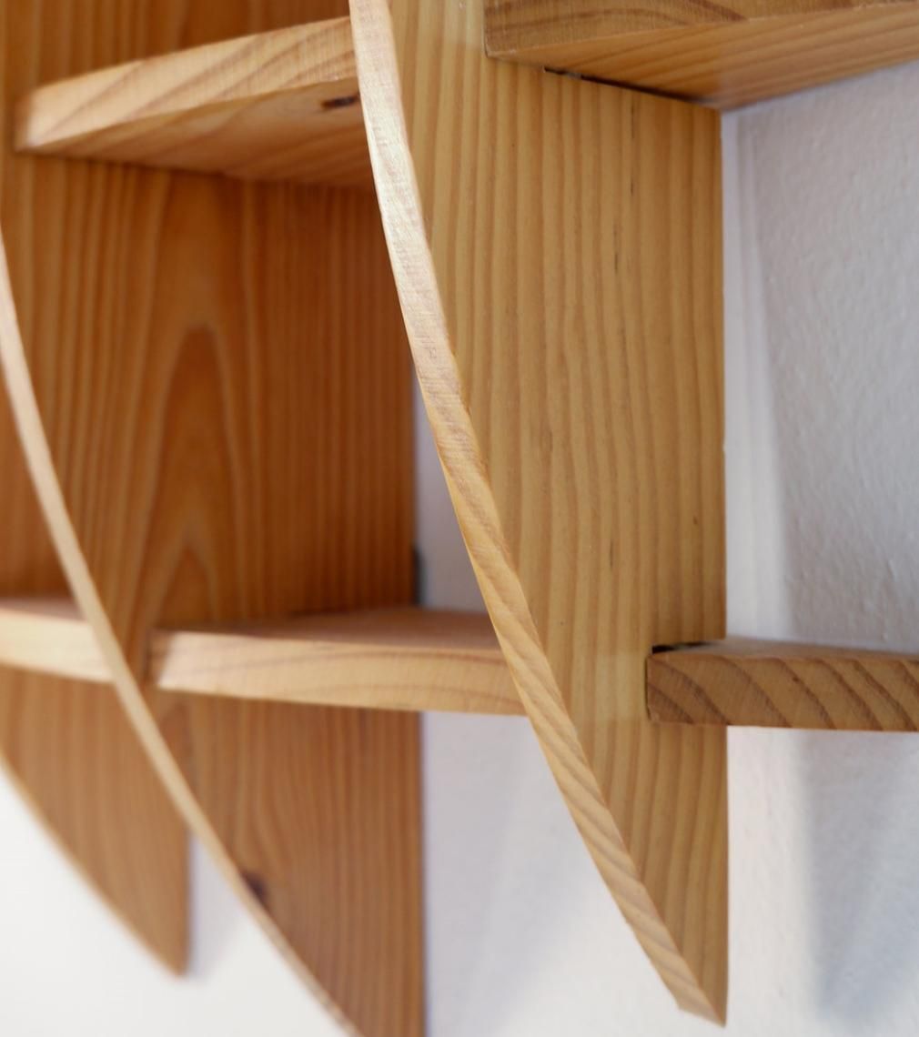 Mid Century Modern Small Round Pine Wall Shelf By Manfredo Massironi photo Furniture