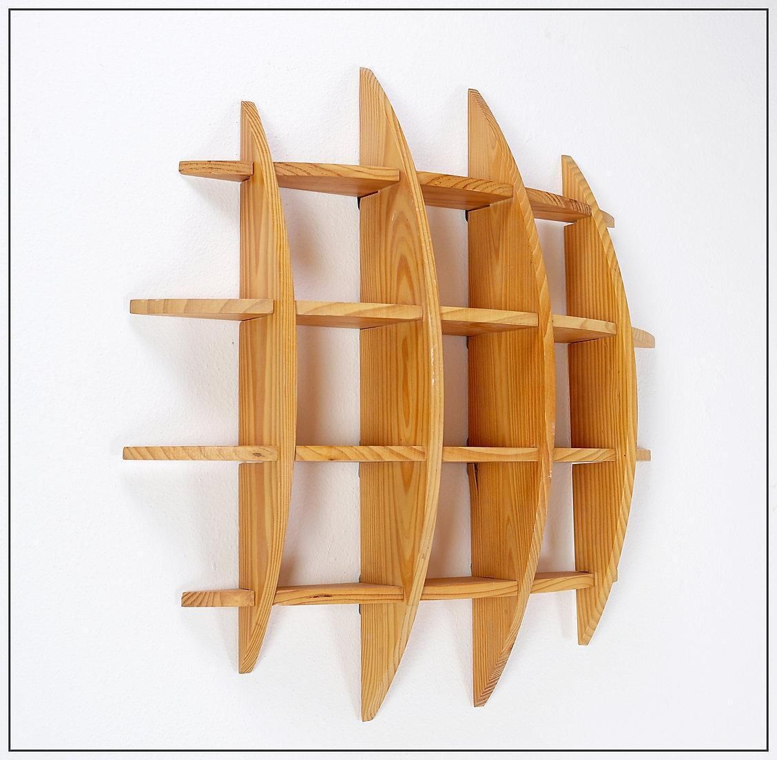 Mid Century Modern Small Round Pine Wall Shelf By Manfredo Massironi photo 381.0