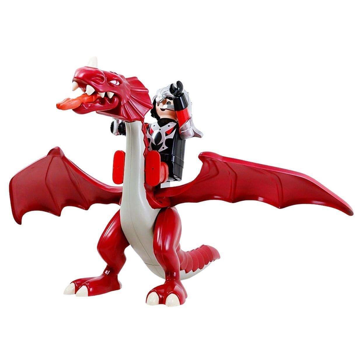 Xl Large Original Red Dragon And Playmobil Knight   Wingspan 220cm
