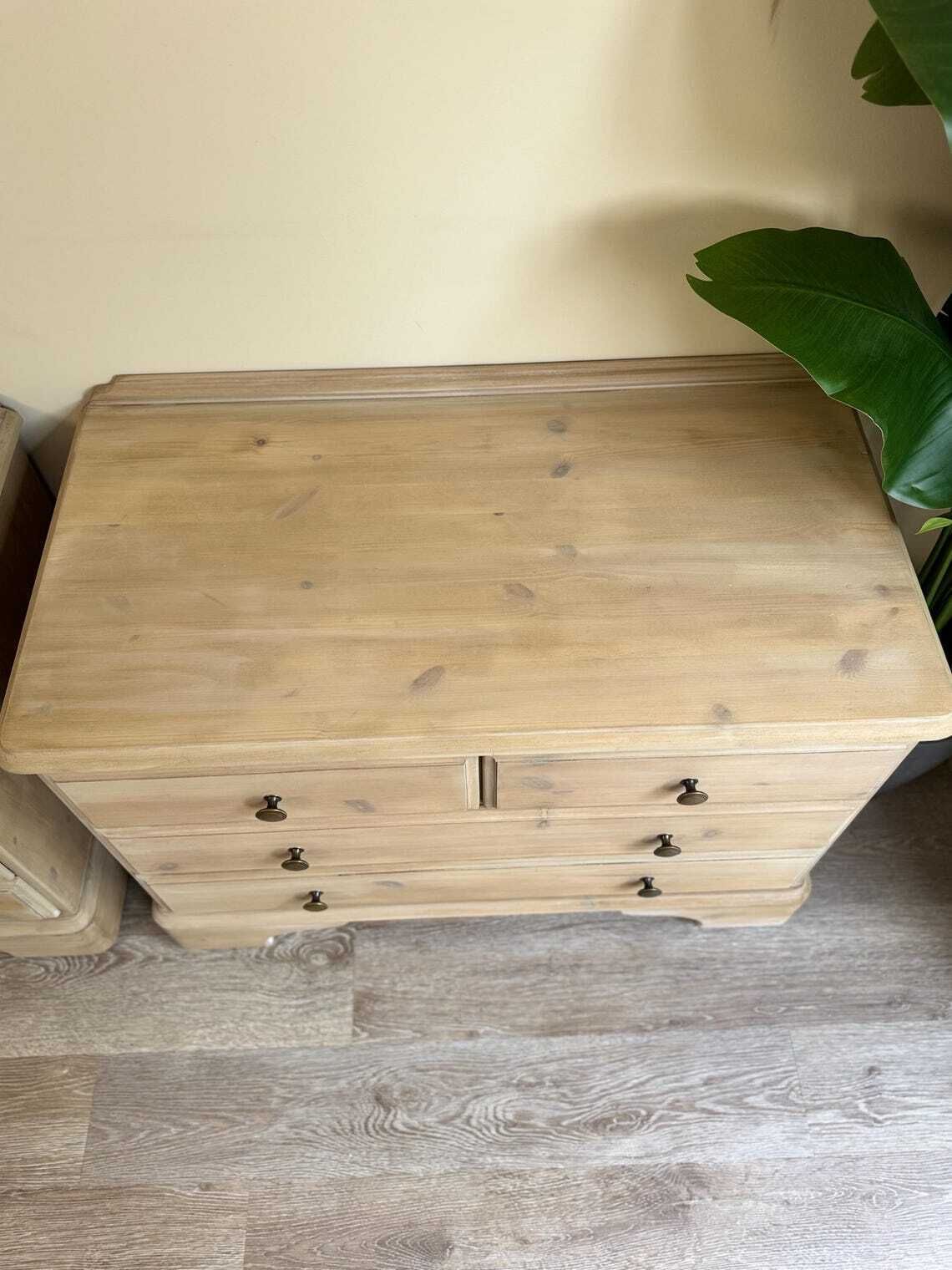 Pair Of Vintage Pine Lime Washed Chest Of Drawers With Round Handles Large Bedside Tables photo vinterior