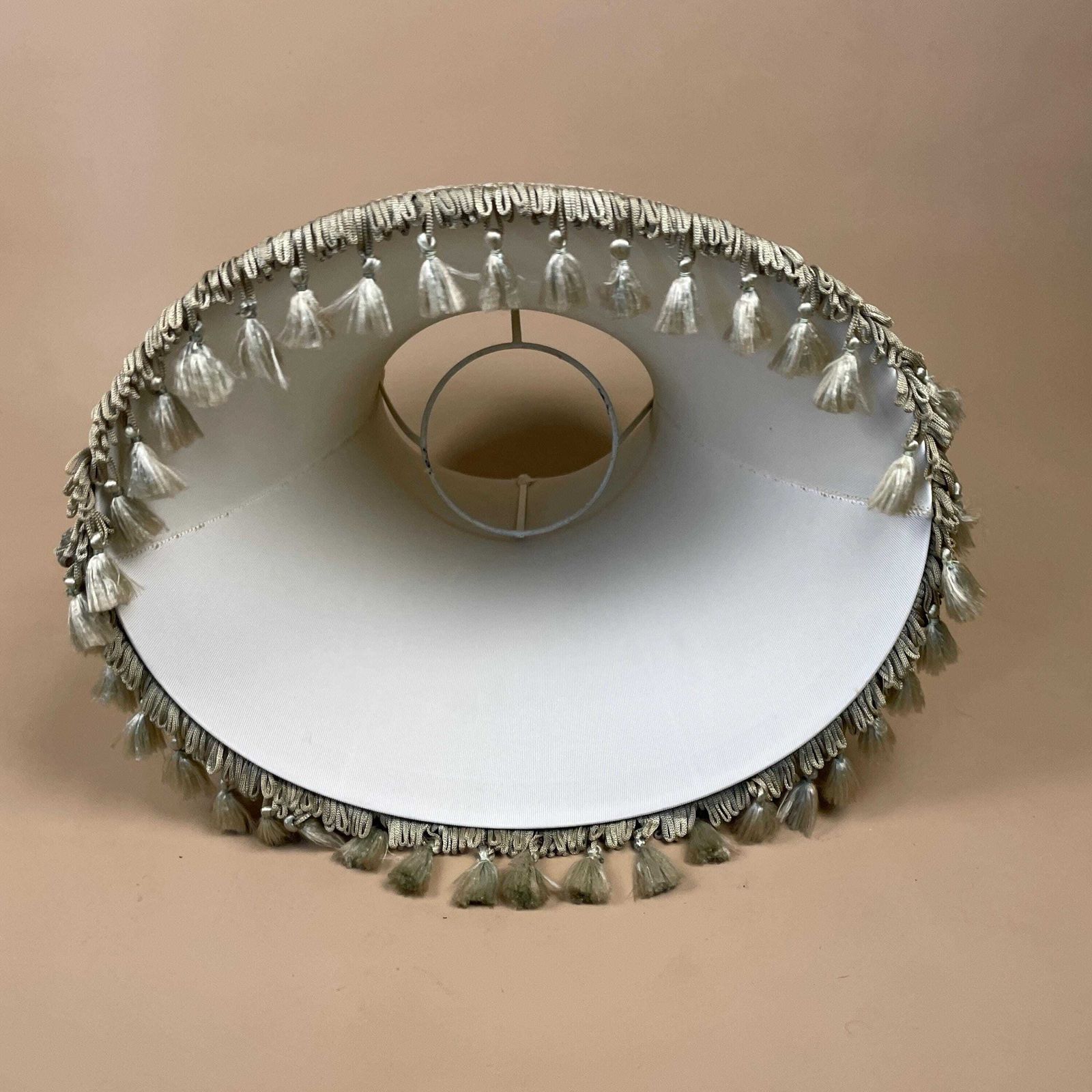 Lighting Vintage Empire Lampshade Tassel Fringe Trim Fabric Green Frilly Fringe Downton Abbey Traditional Classic Lamp Shade photo