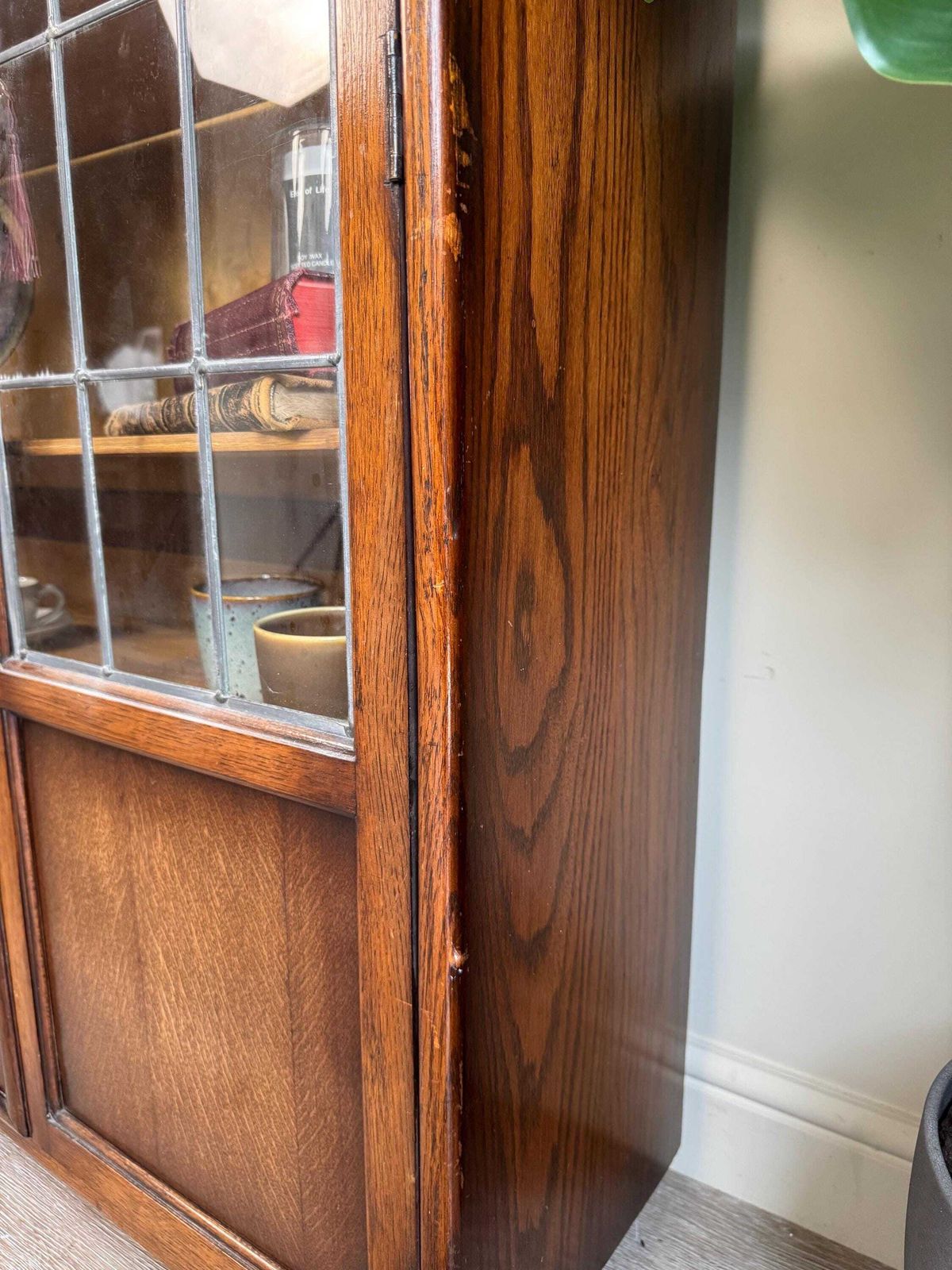 Furniture Large Vintage Wooden Glass Drinks Display Trophy Cabinet With Key Lockable photo