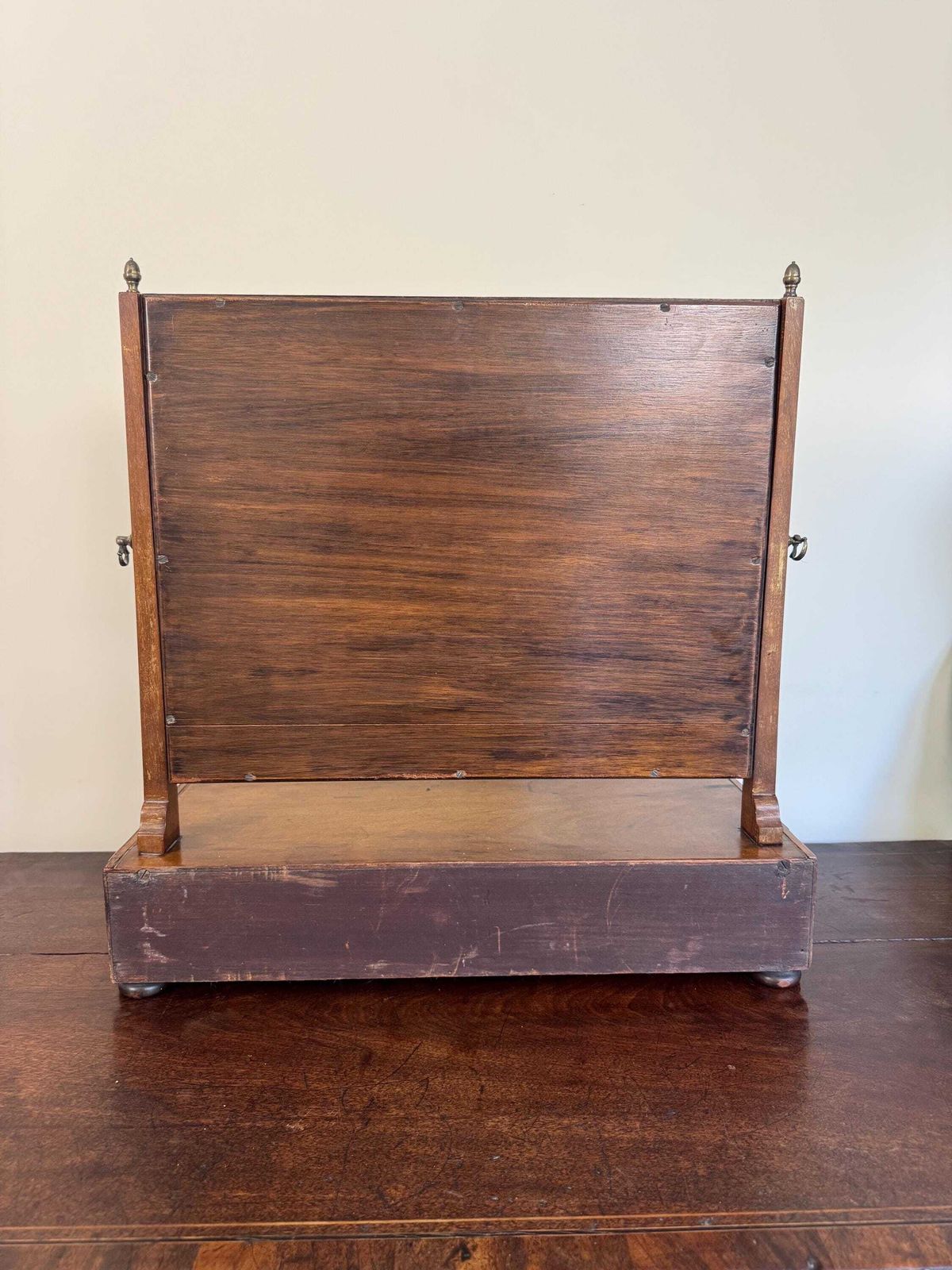 Antique Wooden Vanity Mirror With Storage Drawers, Tabletop Dressing Desk Mirror photo 250.0
