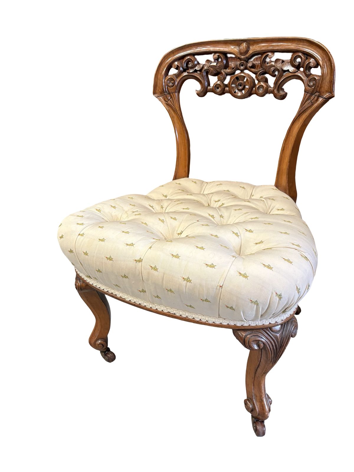 Beautiful Carved Upholstered Walnut Victorian Ladies Bedroom Chair photo furniture