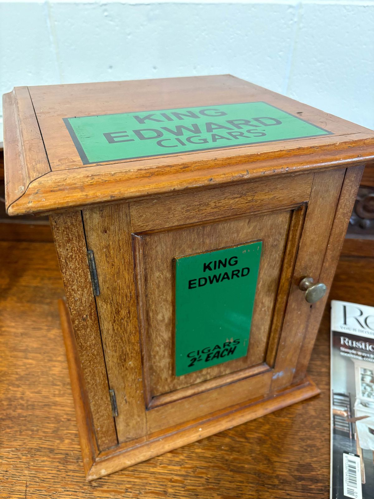 Antique Wooden Shop Countertop King Edward Cigar Cabinet Display photo vintage