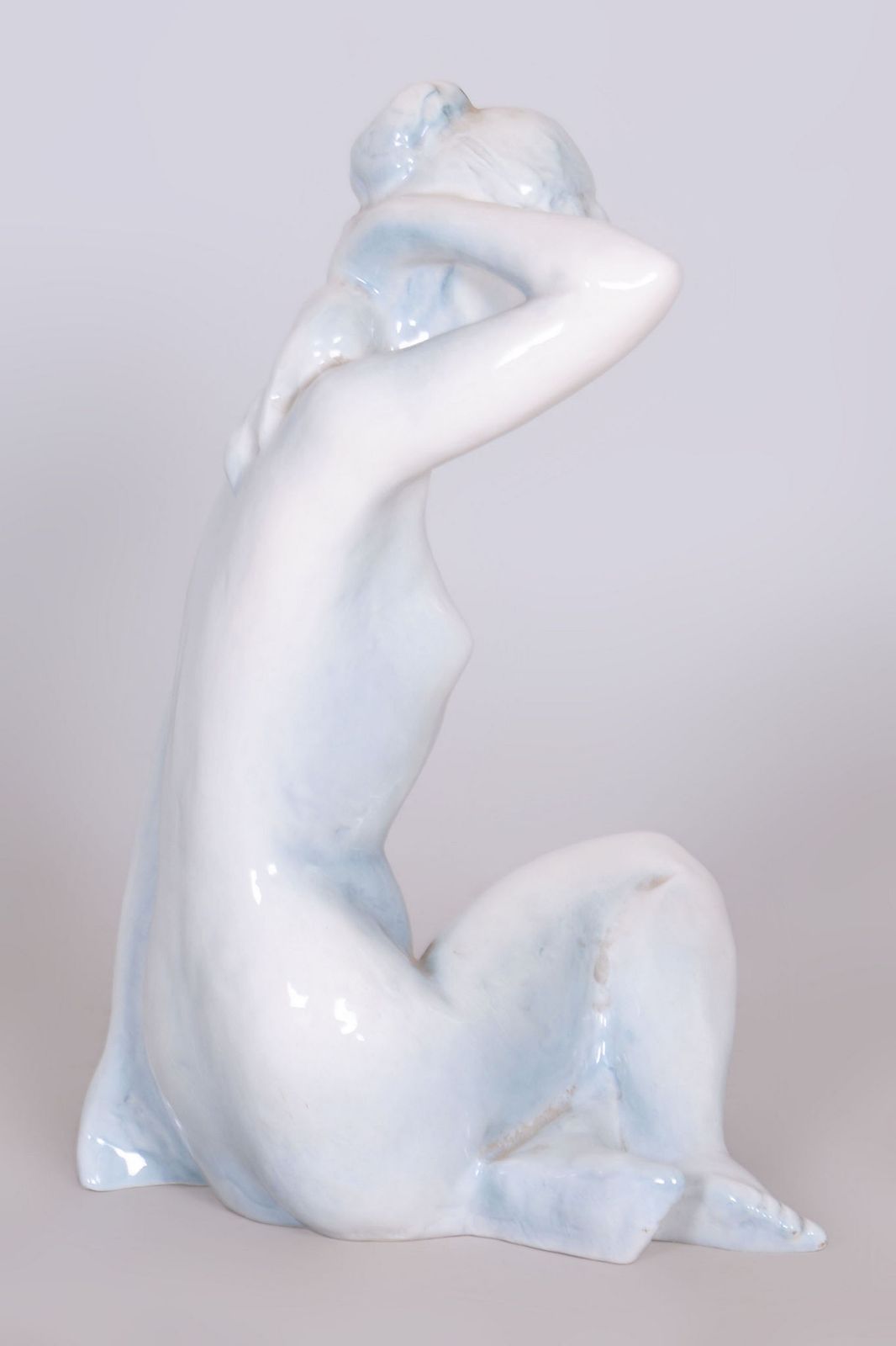 Original Mid Century Sculpture Of Woman, By B. Kokrda, Ceramics, Czech, 1950s photo furniture