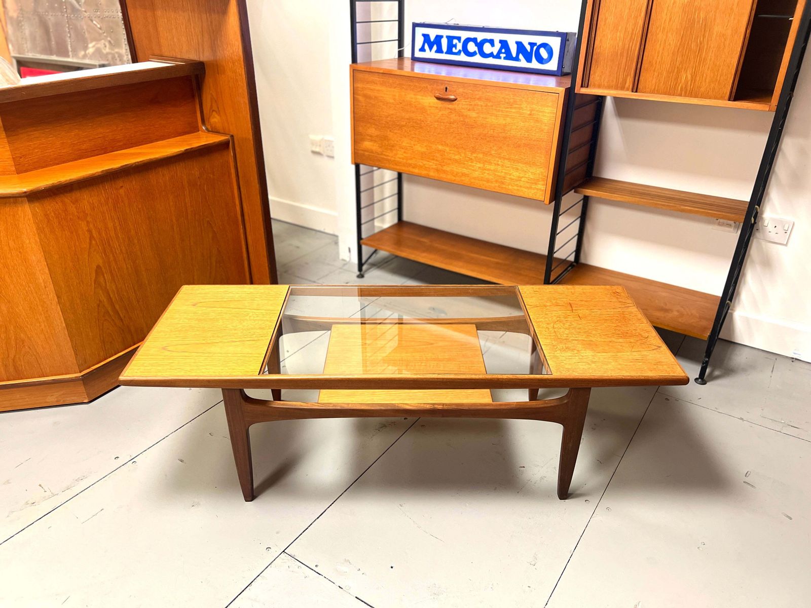 G Plan Teak Coffee Table With Glass Insert, Rectangular photo for sale