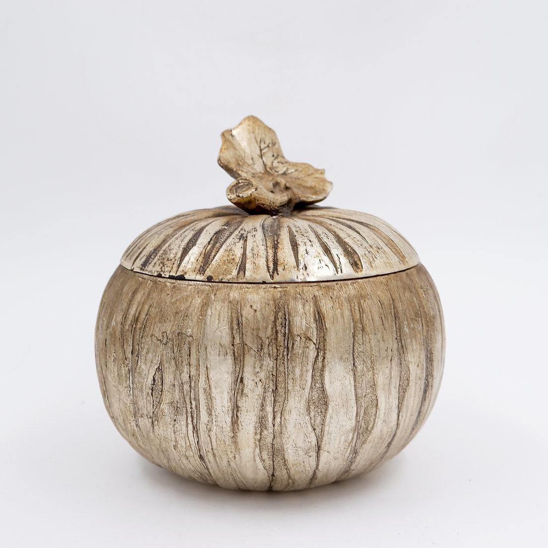 photo for sale Pumpkin Shaped Ice Bucket With Textured Details On The Skin And Leaves.