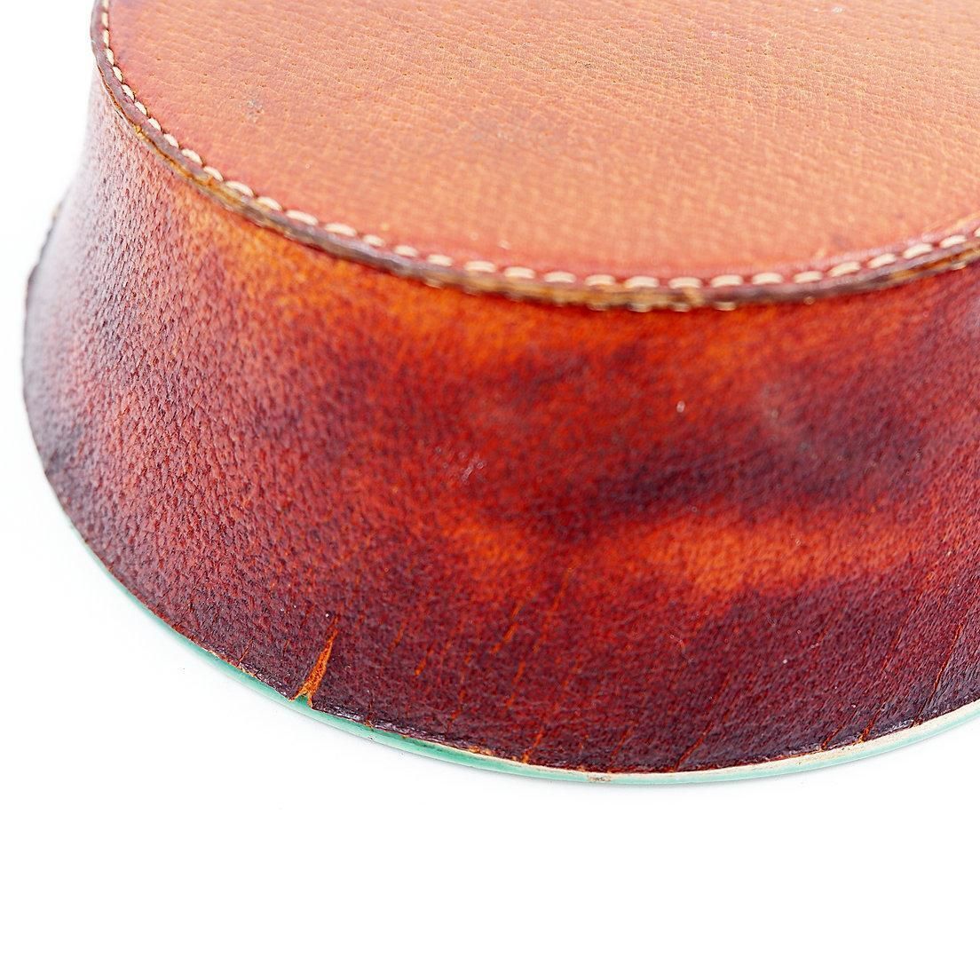 Vintage Ceramic And Leather Ashtray From The 1950s, In The Keramos Sèvres Style. photo 408.0