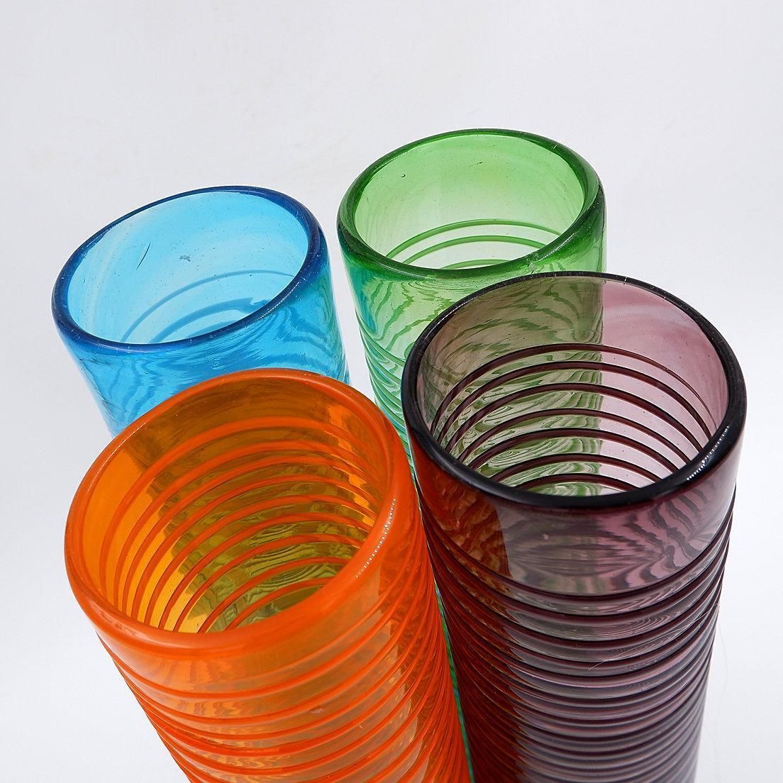 Set Of Four Mid Century Modern Murano Glass Spiral Vases, Italy photo for sale
