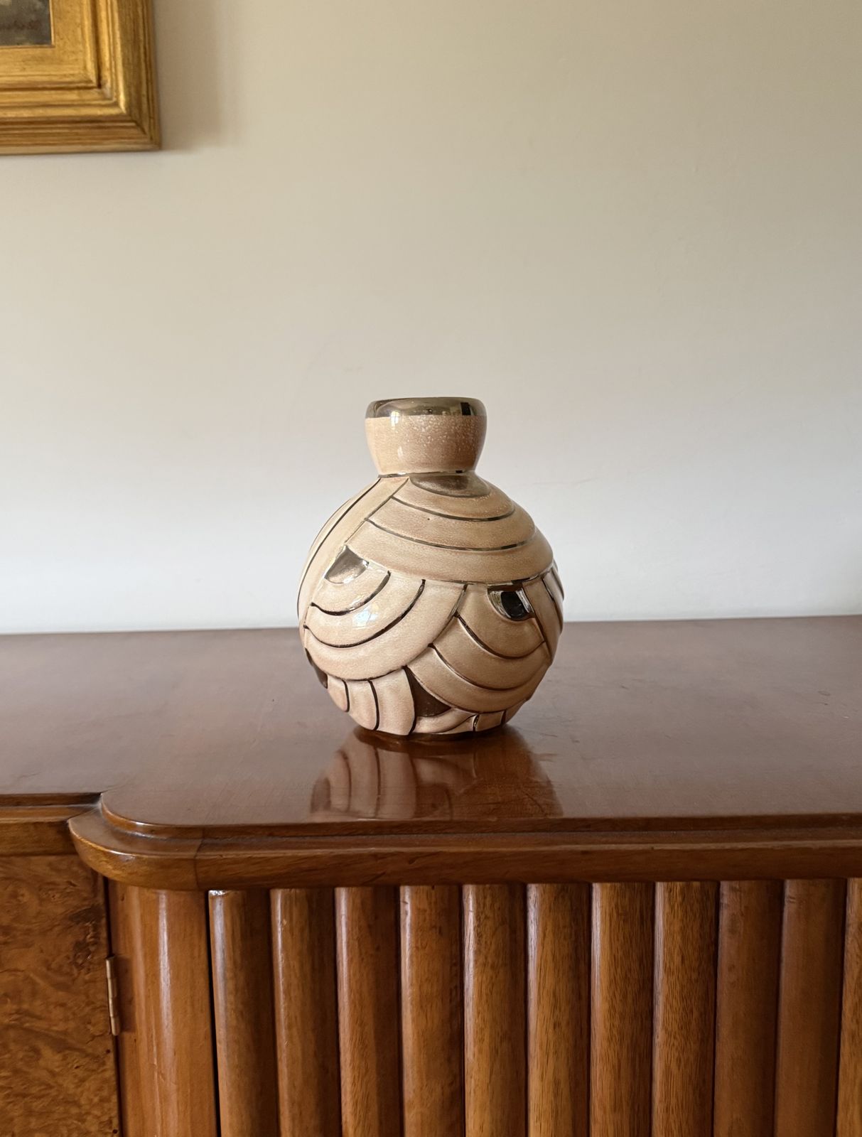 Art Deco Pink & Silver Ceramic Vase, Italy 1930s photo furniture