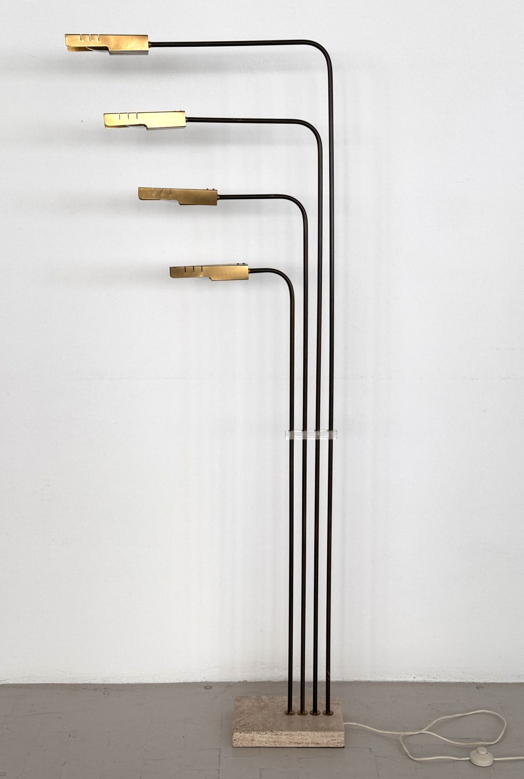 Italian Travertine And Brass Floor Lamp By Goffredo Reggiani, 1960s photo Lighting