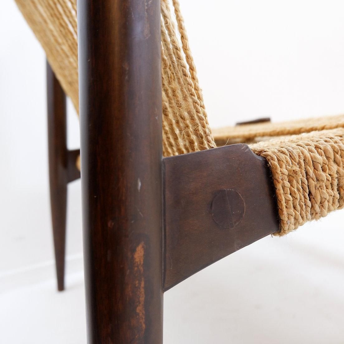 photo for sale Pair Of Jute Rope Weave And Solid Wood Lounge Chairs